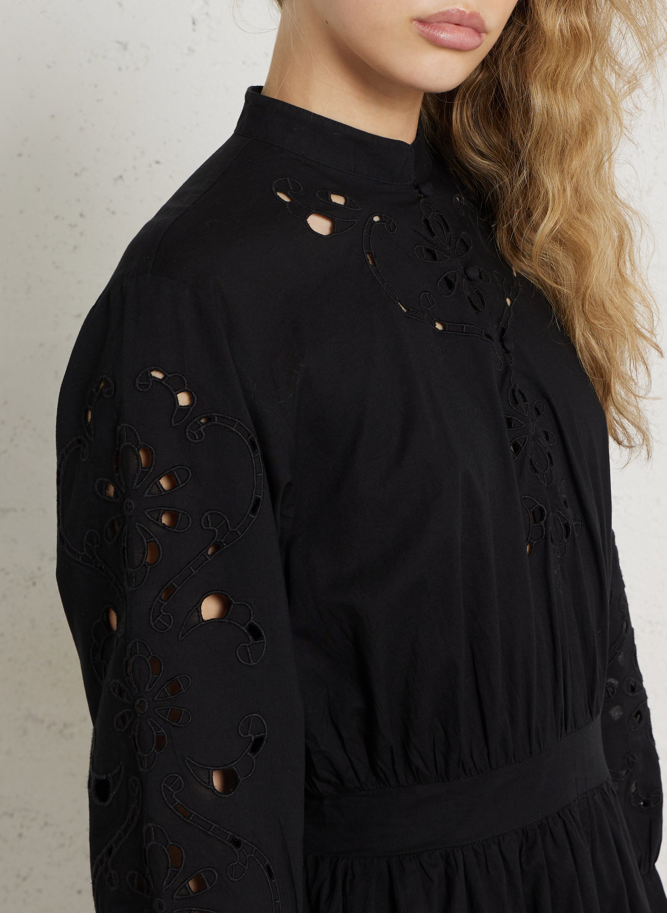 Robe courte brodée manches longues IKKS Noir