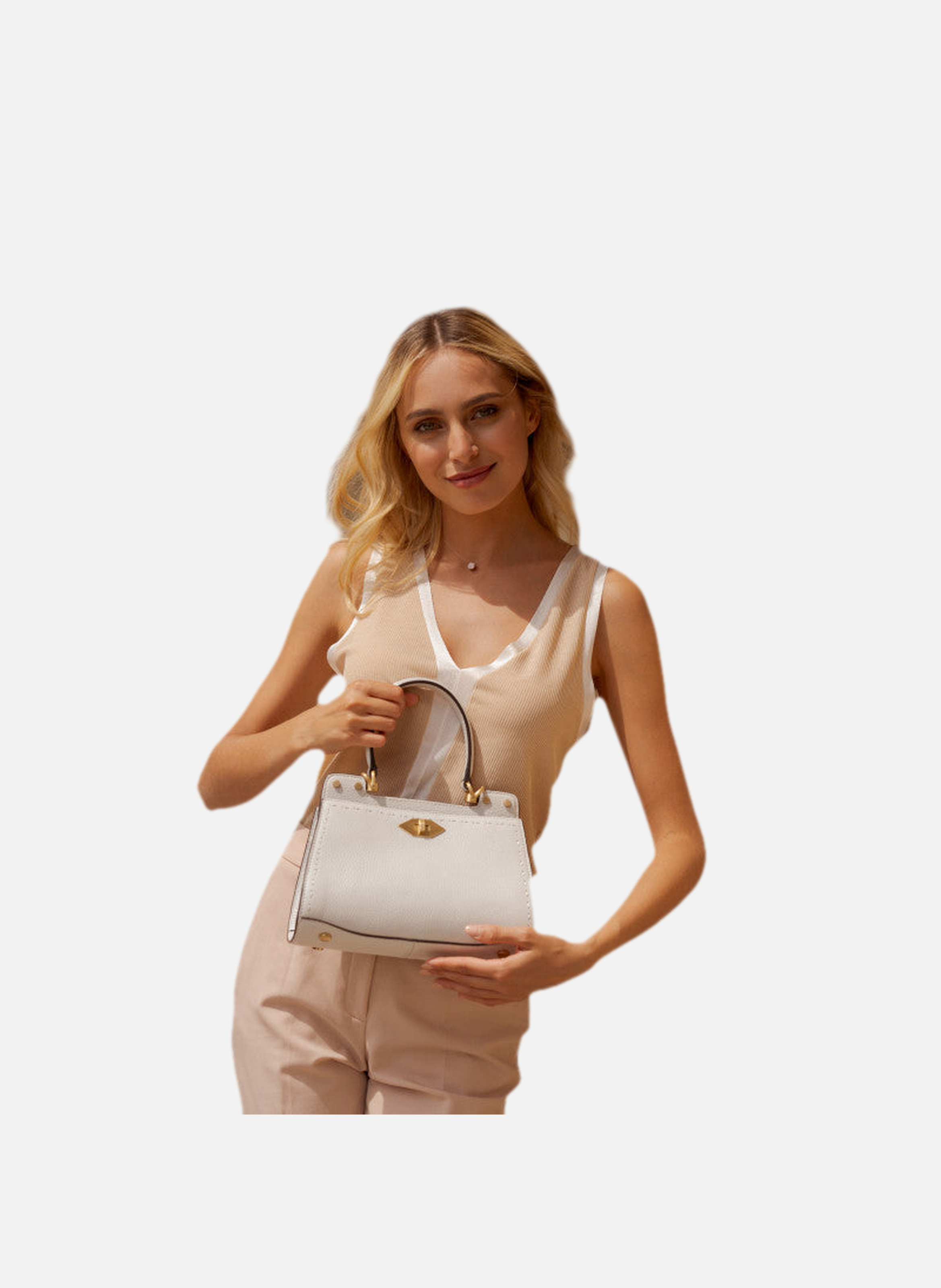 Trianon | sac à main pm en cuir de vachette POURCHET Blanc