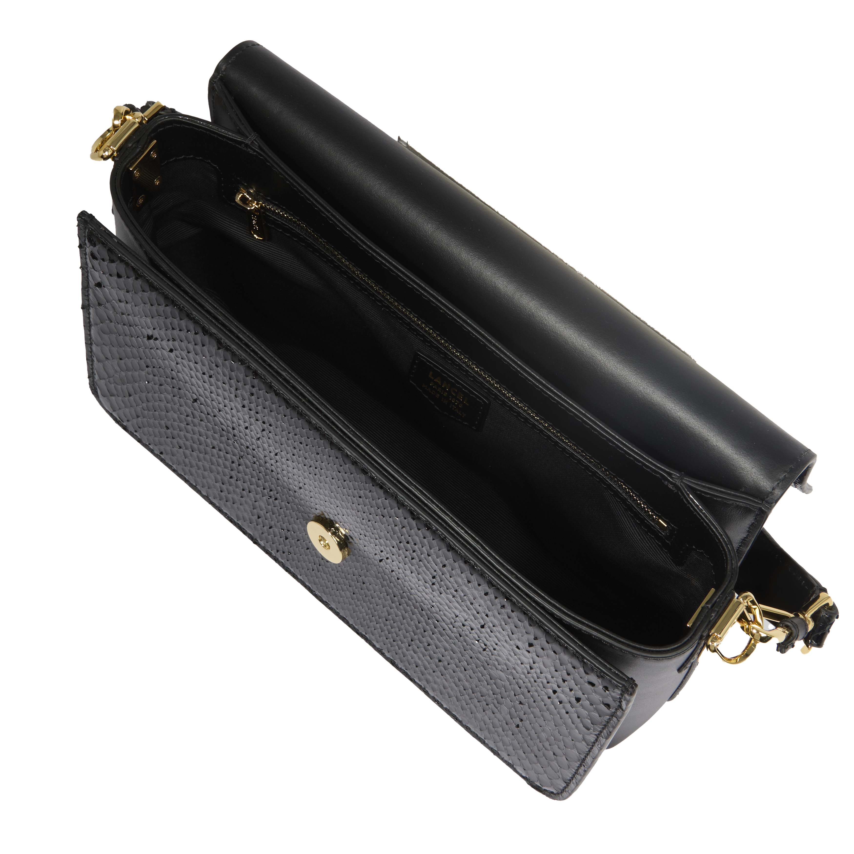 Sac rabat m angèle de lancel noir en python et cuir de vachette LANCEL Noir