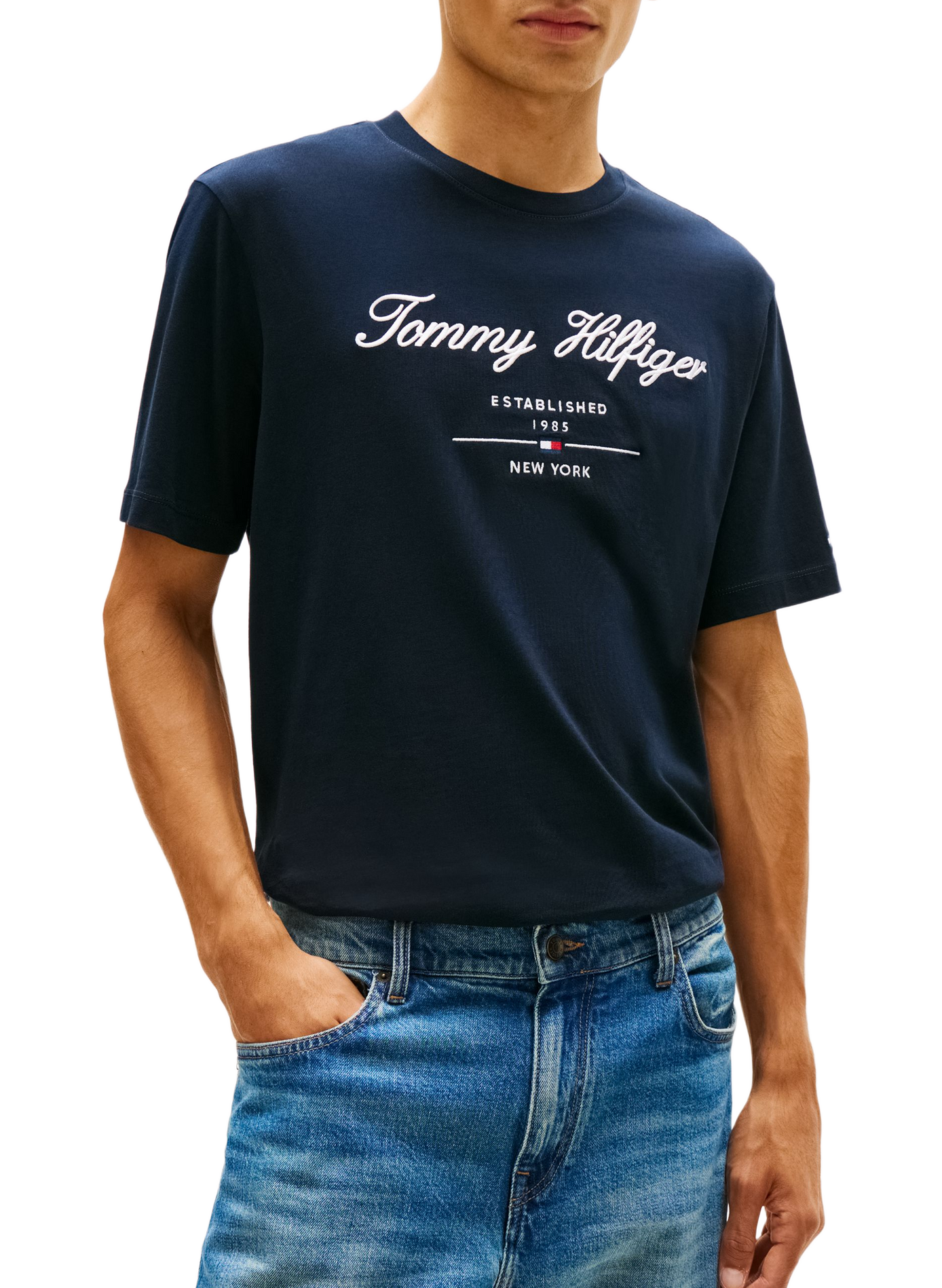 Short-sleeve t-shirt with embroidered logo TOMMY HILFIGER Blue