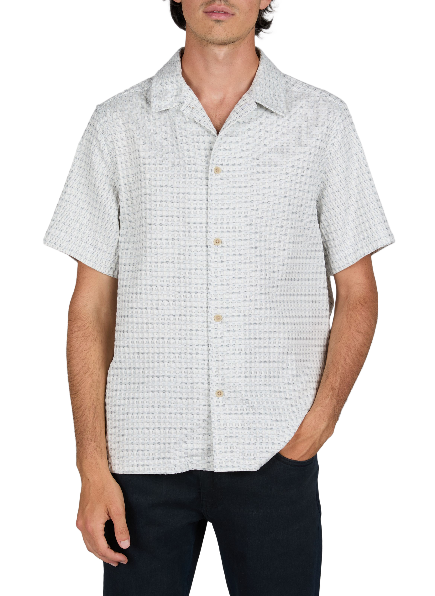Straight jacquard cotton shirt LES DEUX White