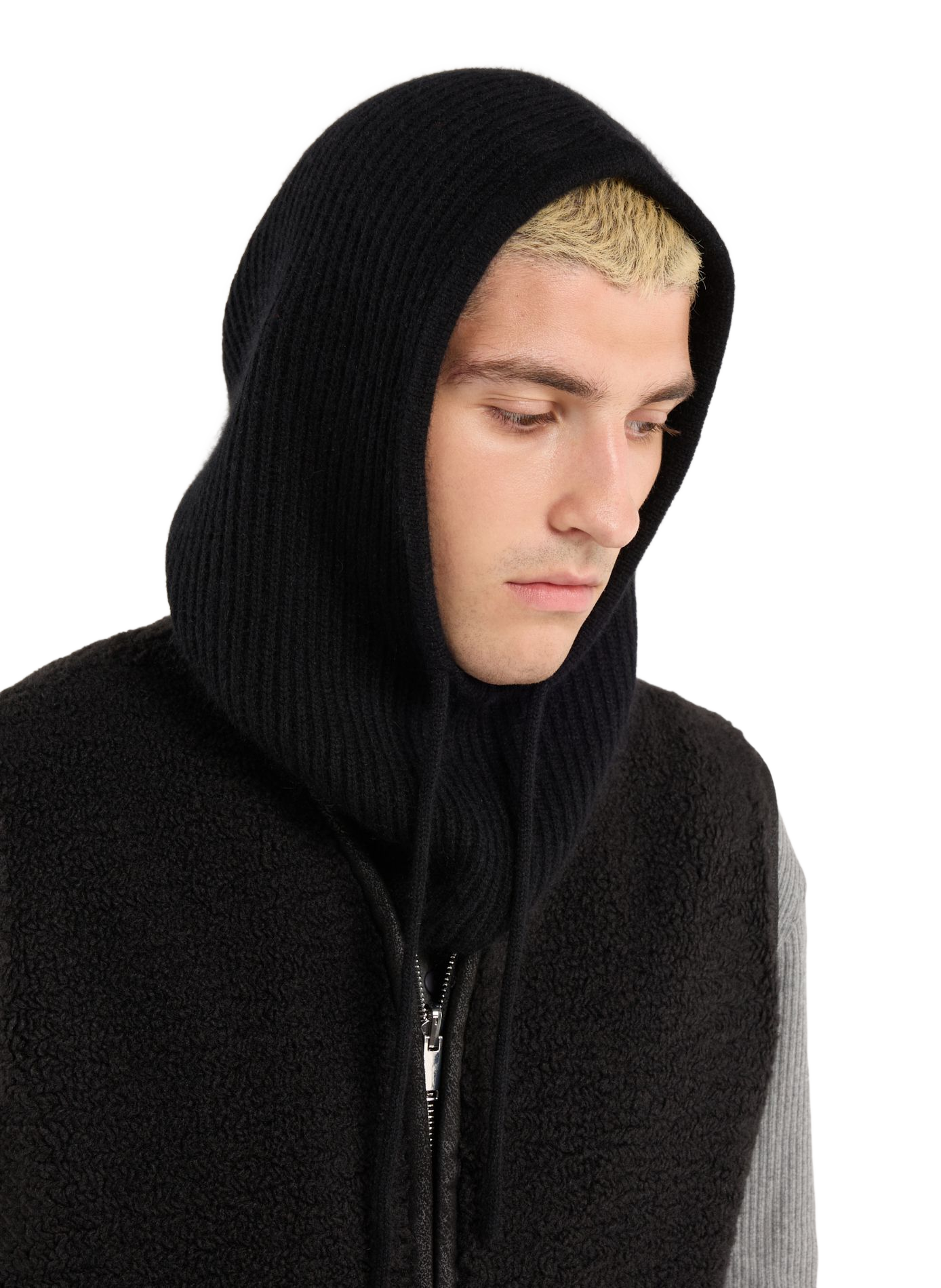 Cagoule côtelée en laine mélangée SAISON 1865 Noir