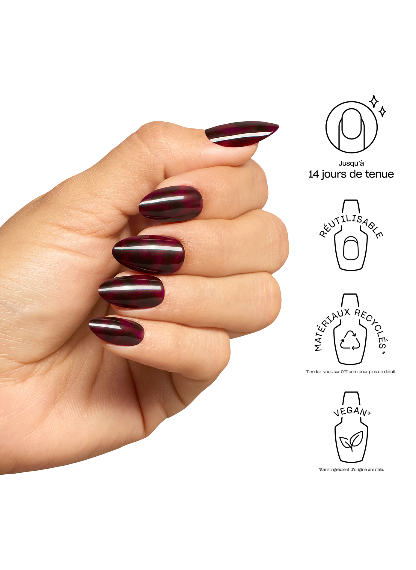 Feline Fine - xPress/On OPI Rouge foncé & noir