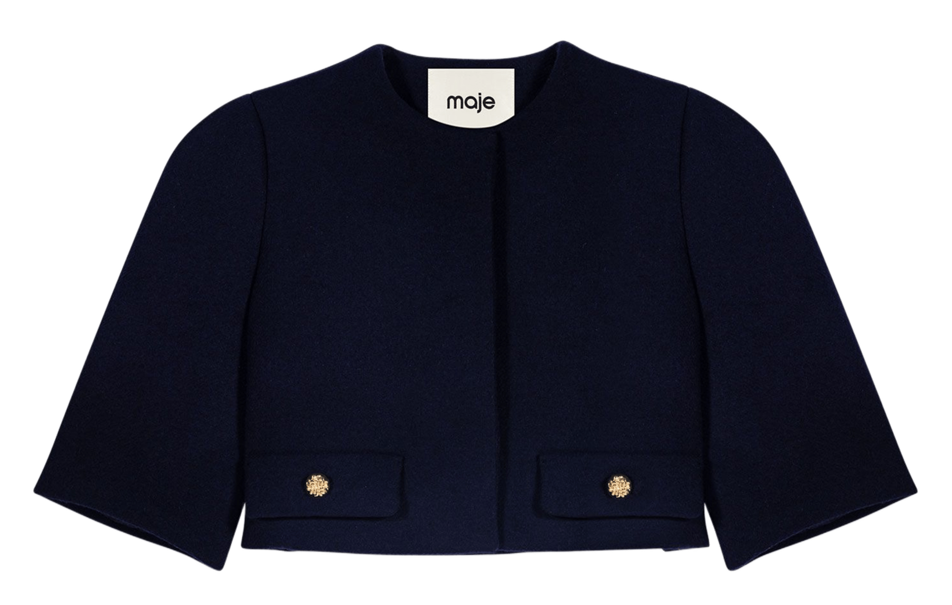 Veste courte col rond en laine mélangée MAJE Bleu
