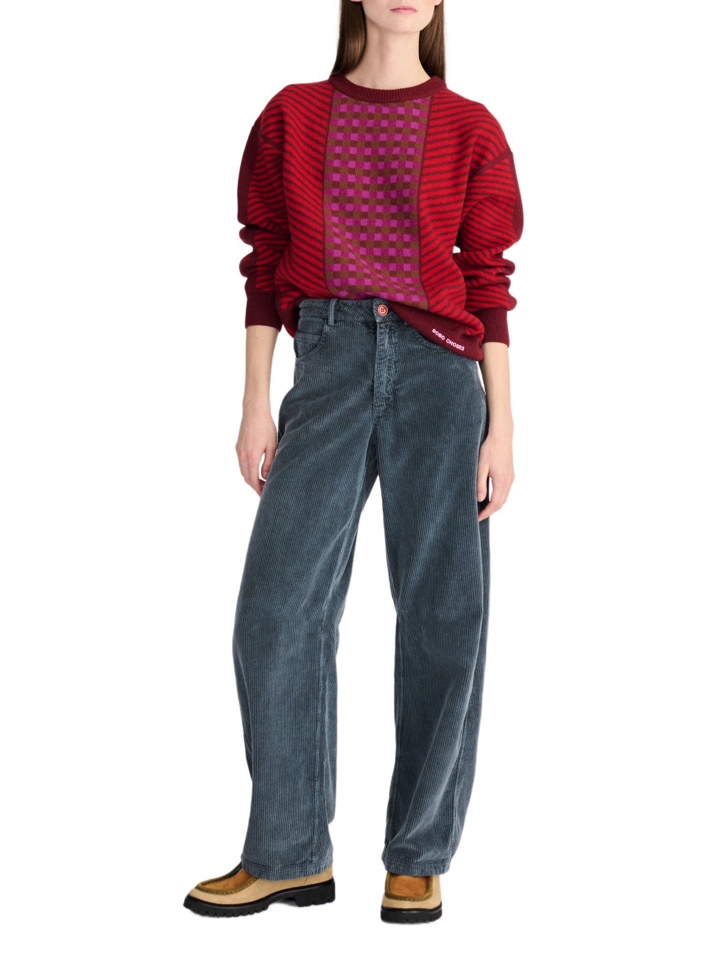 Pantalon droit en velours côtelé BOBO CHOSES Grey