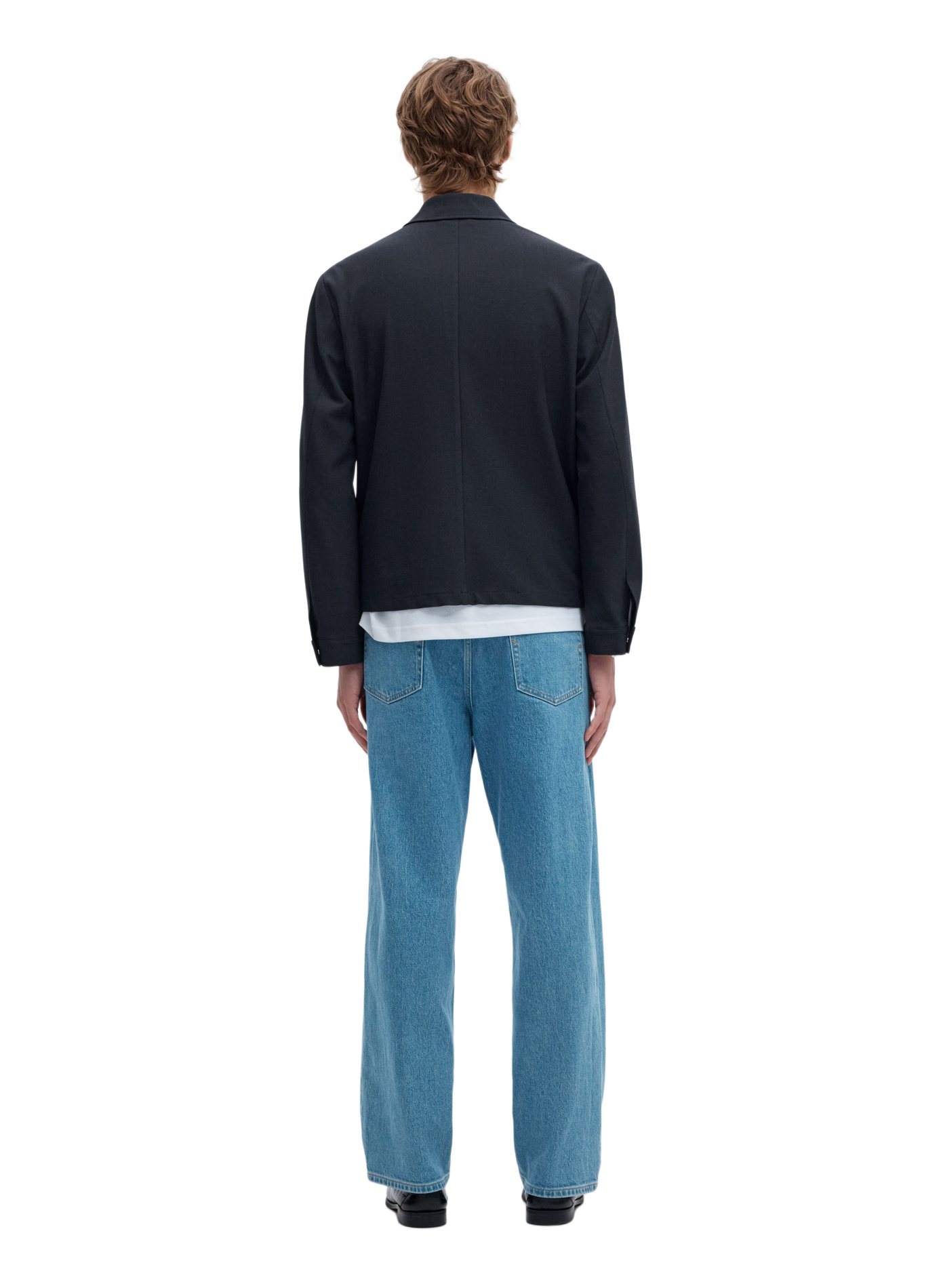 Gerade geschnittene Jacke mit klassischem Kragen und Knopfleiste SELECTED Blau