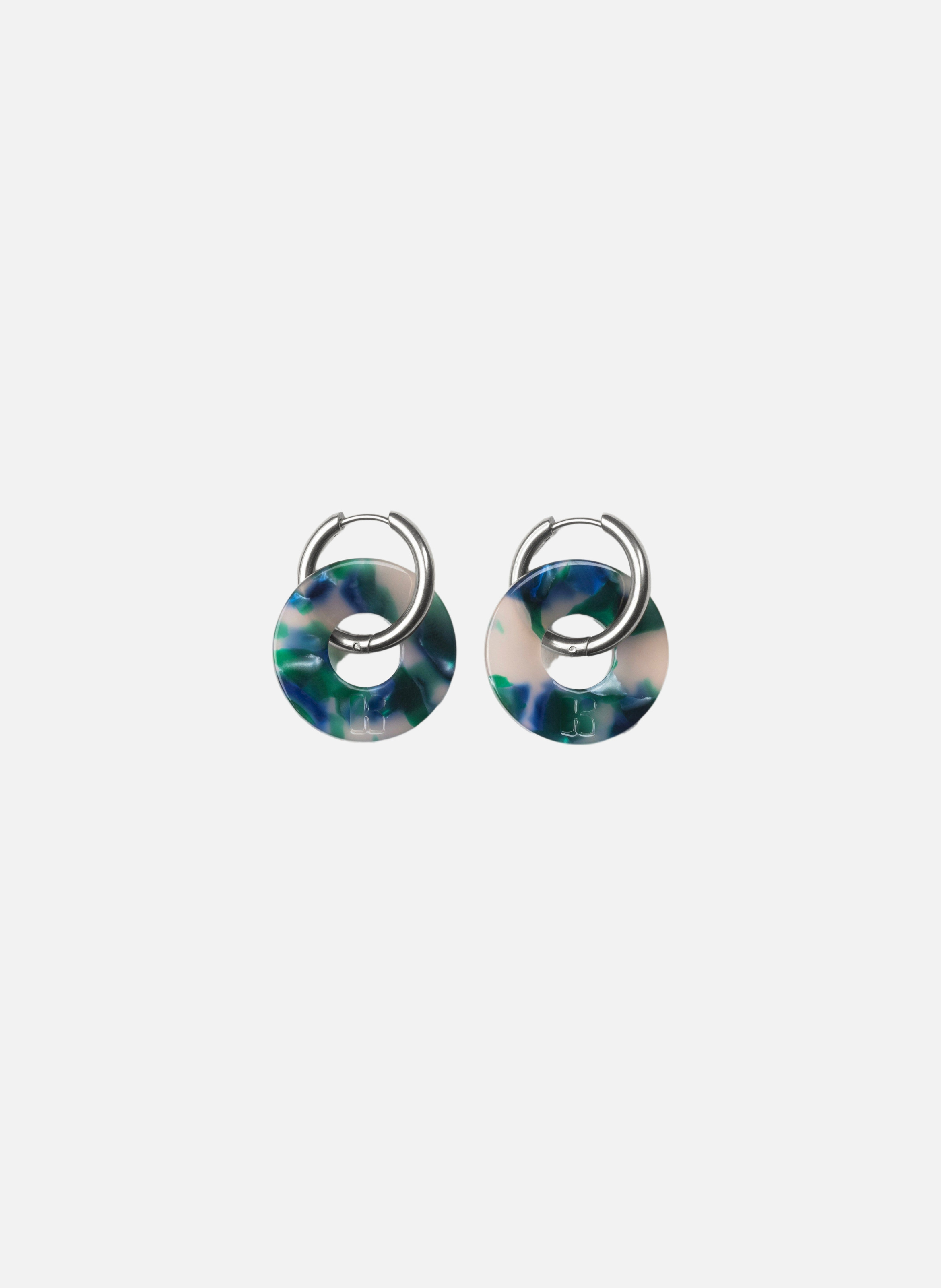 Boucles d'oreilles donuts avec anneaux en acier inoxydable argenté  Verde