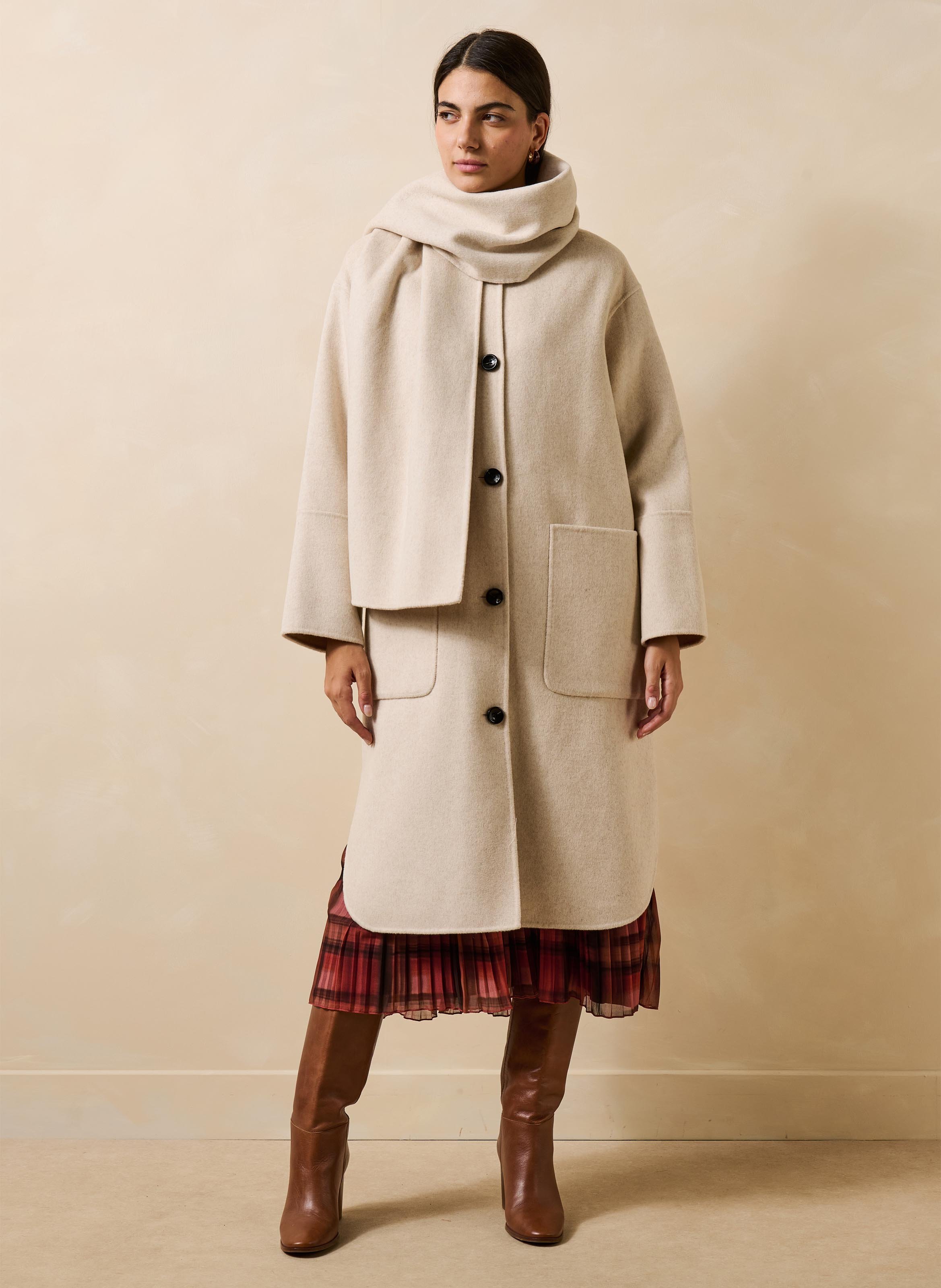 Oversized jas van een gerecyclede wolmix LA FEE MARABOUTEE Wit