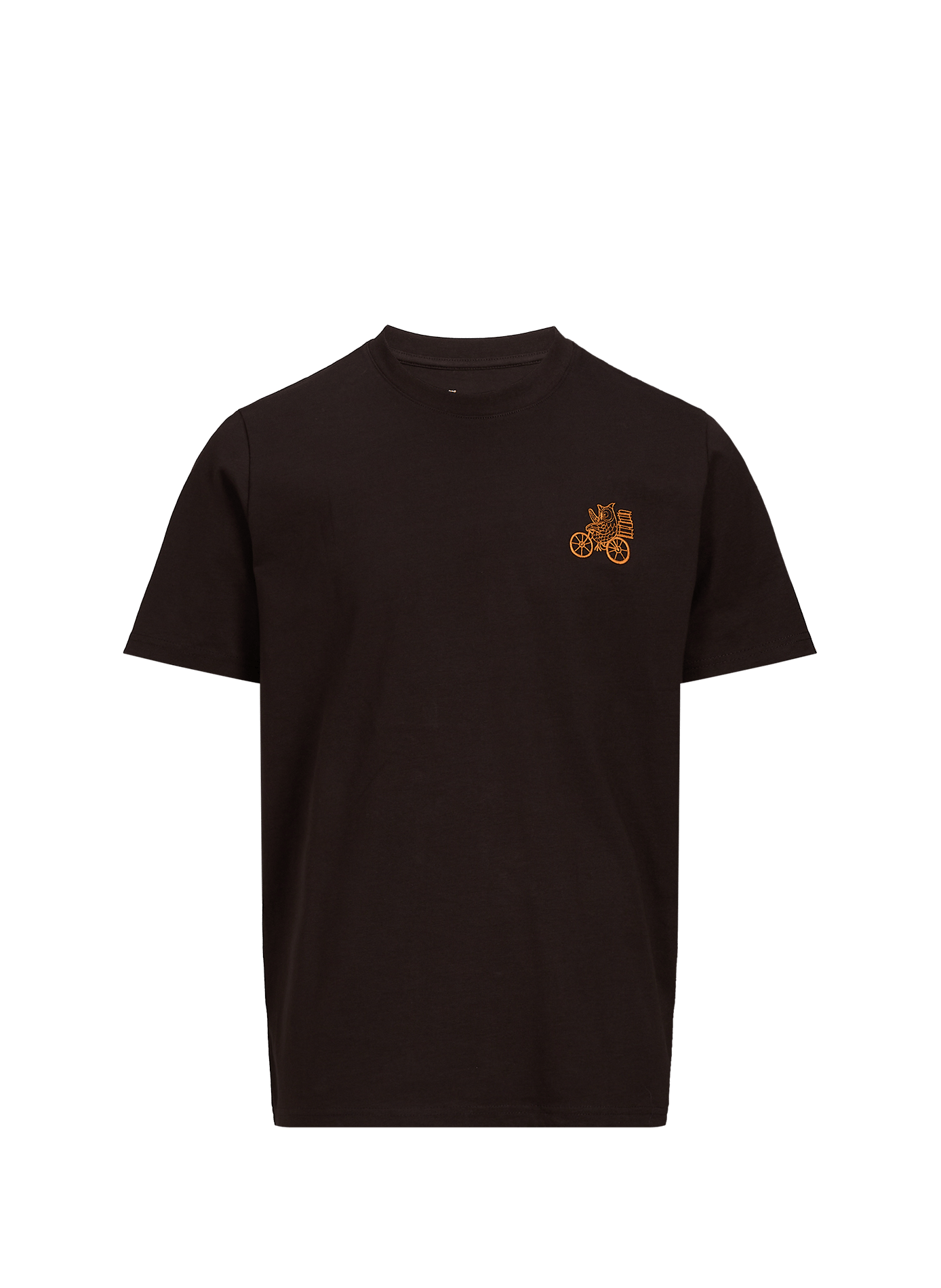 Embroidered cotton T-shirt KNOWLEDGE COTTON Brown