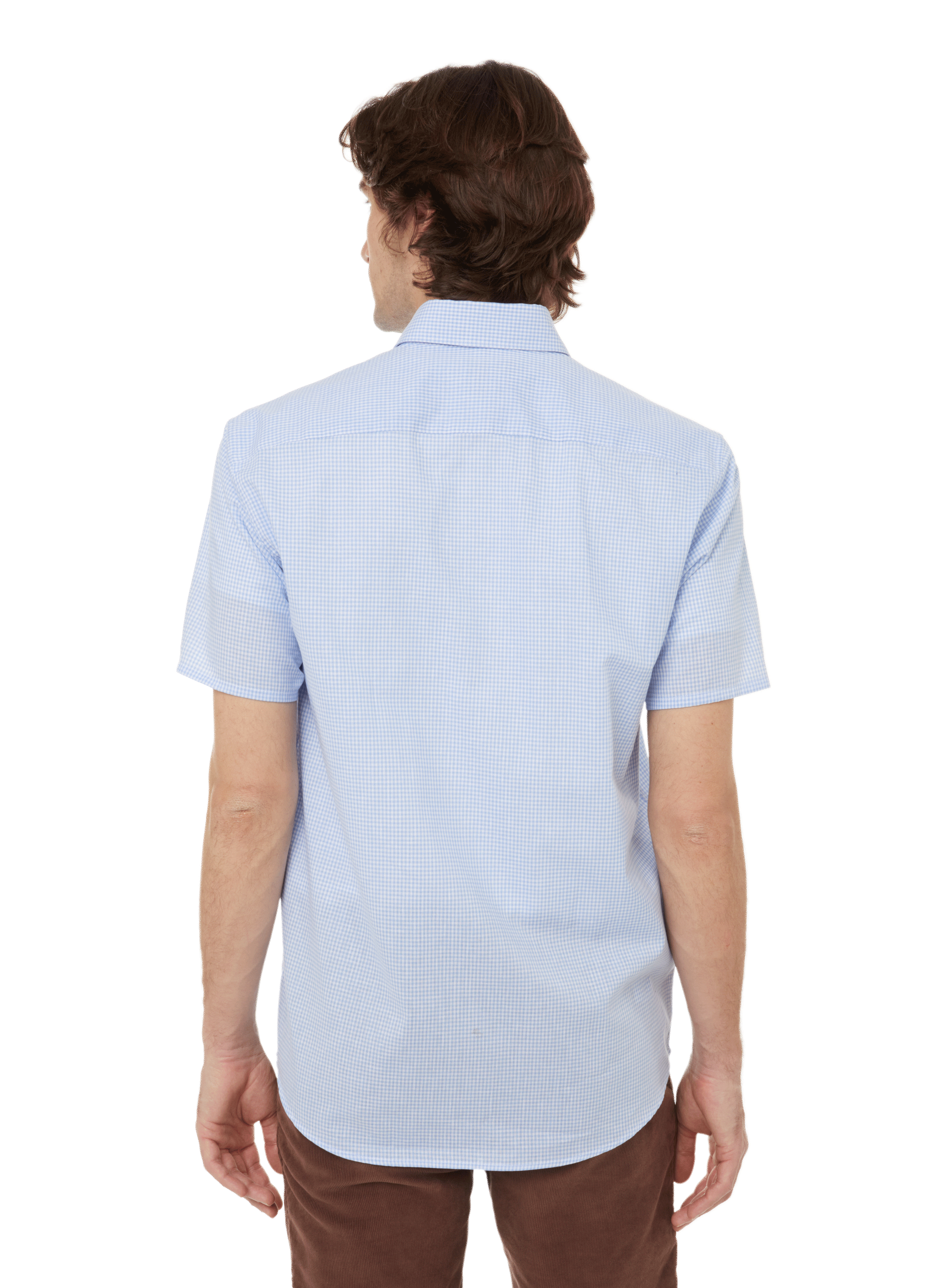 Short-sleeved check shirt AU PRINTEMPS PARIS Blue