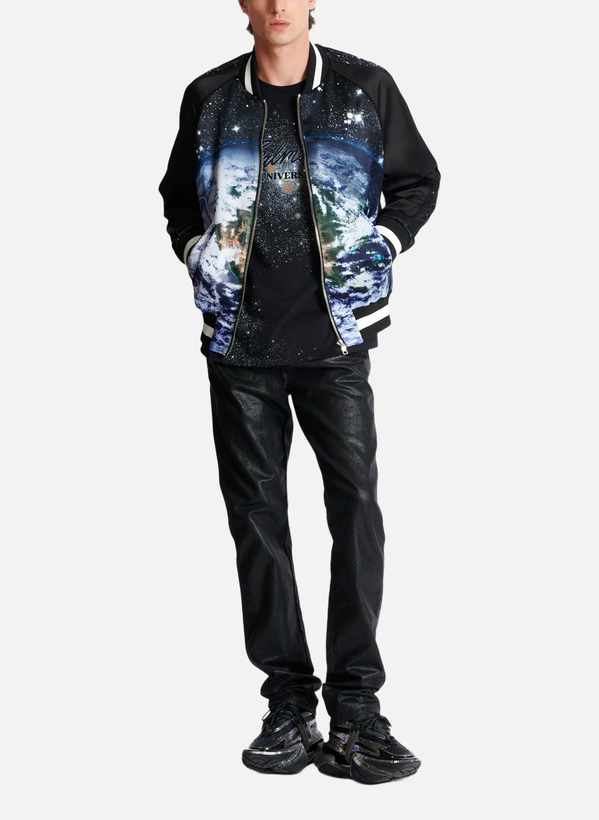 T-shirt imprimé balmain universe logo et étoiles BALMAIN Noir