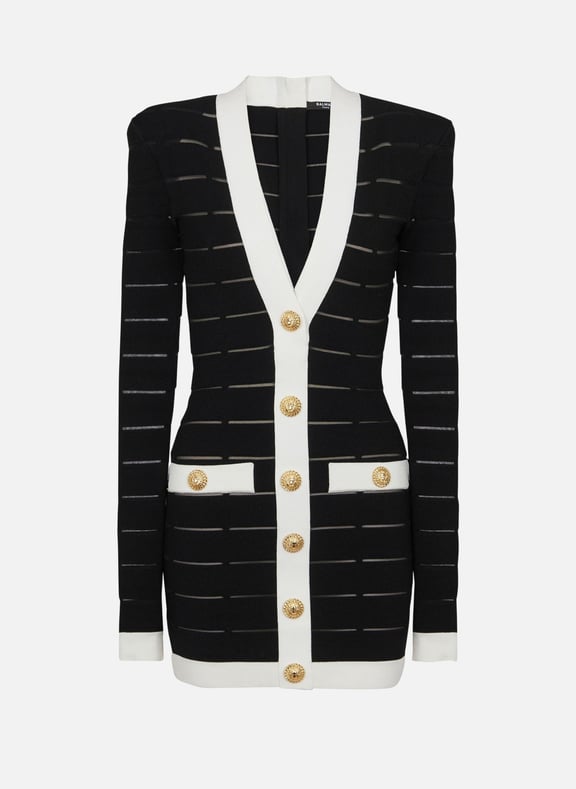 Robe bicolore en maille à boutons Noir by BALMAIN BALMAIN Robe bicolore en maille à boutons Noir