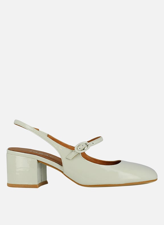 Sandales vernies à talons en cuir dauphine Blanc by JONAK JONAK Sandales vernies à talons en cuir dauphine Blanc