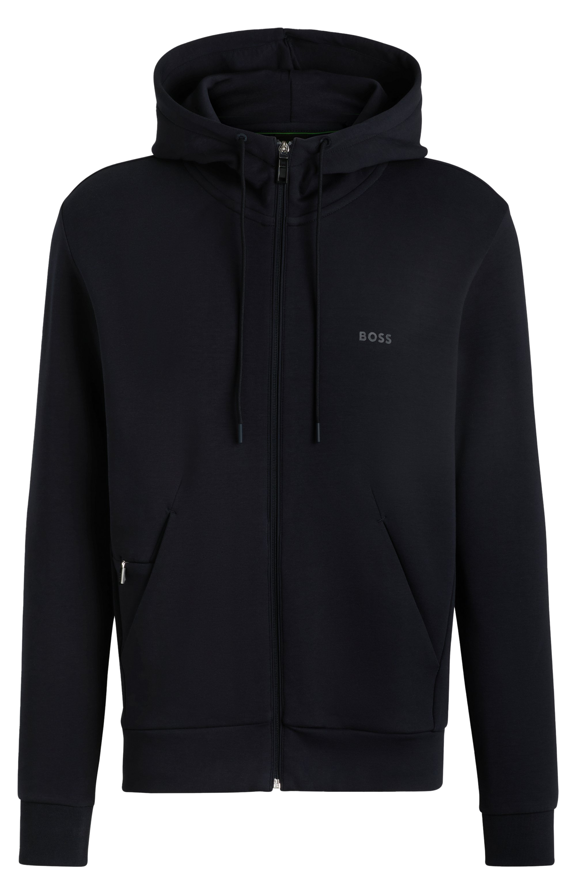 Sweat à capuche zippé en coton BOSS Bleu