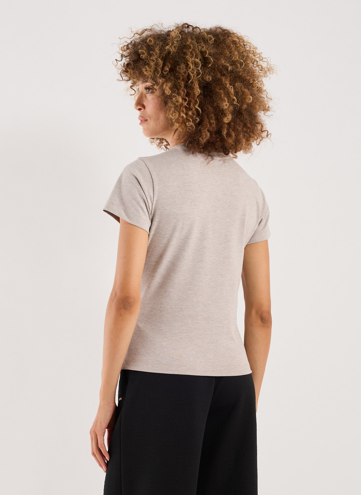 T-shirt with embroidered logo GUESS Brown