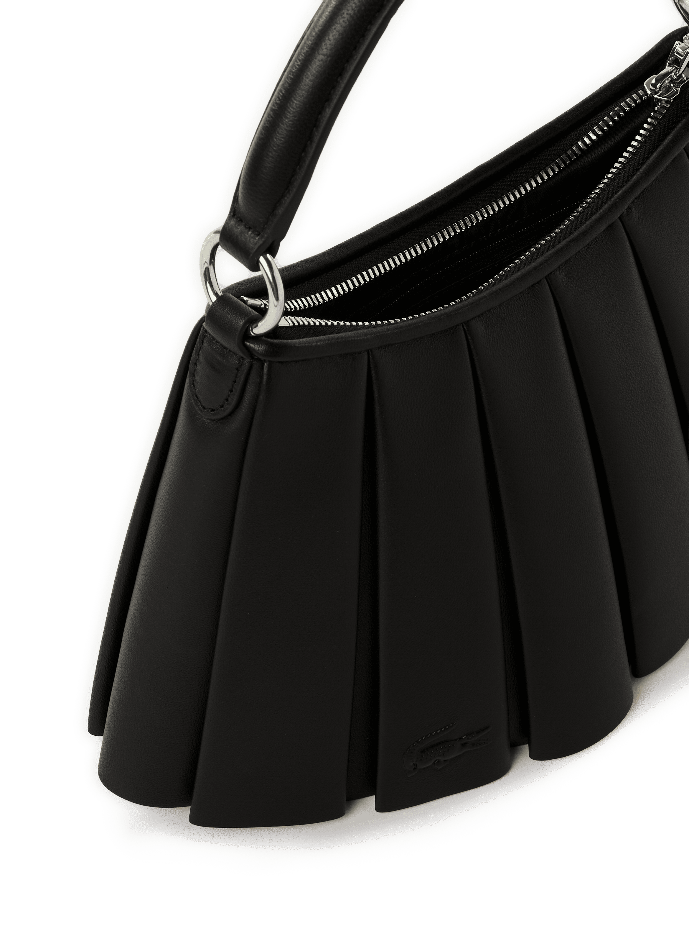 Petit sac Lenglen plissé en cuir LACOSTE Noir