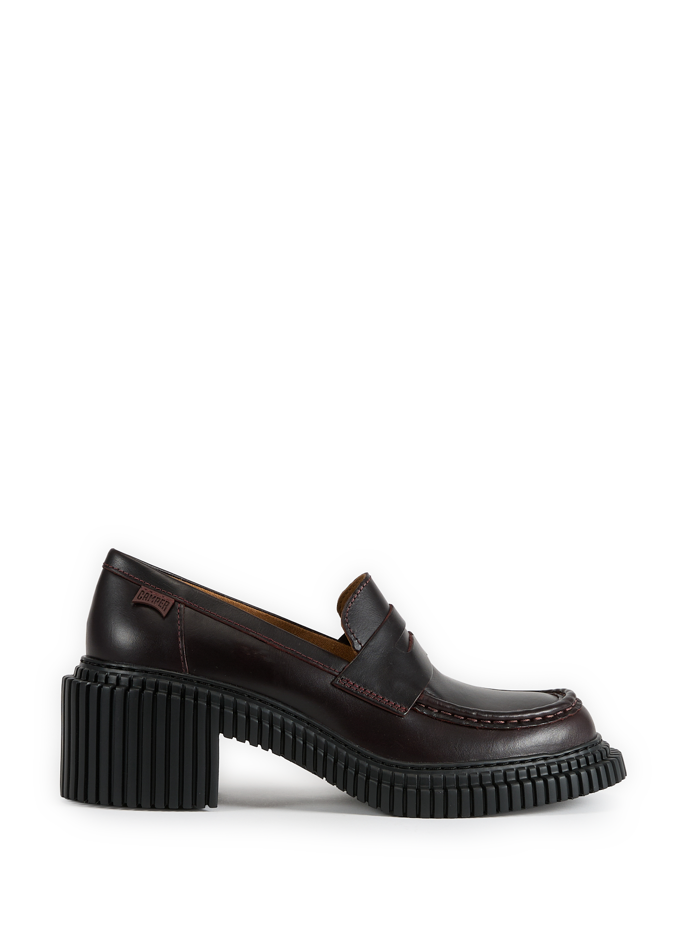 CAMPER Scalloped leather loafers Red