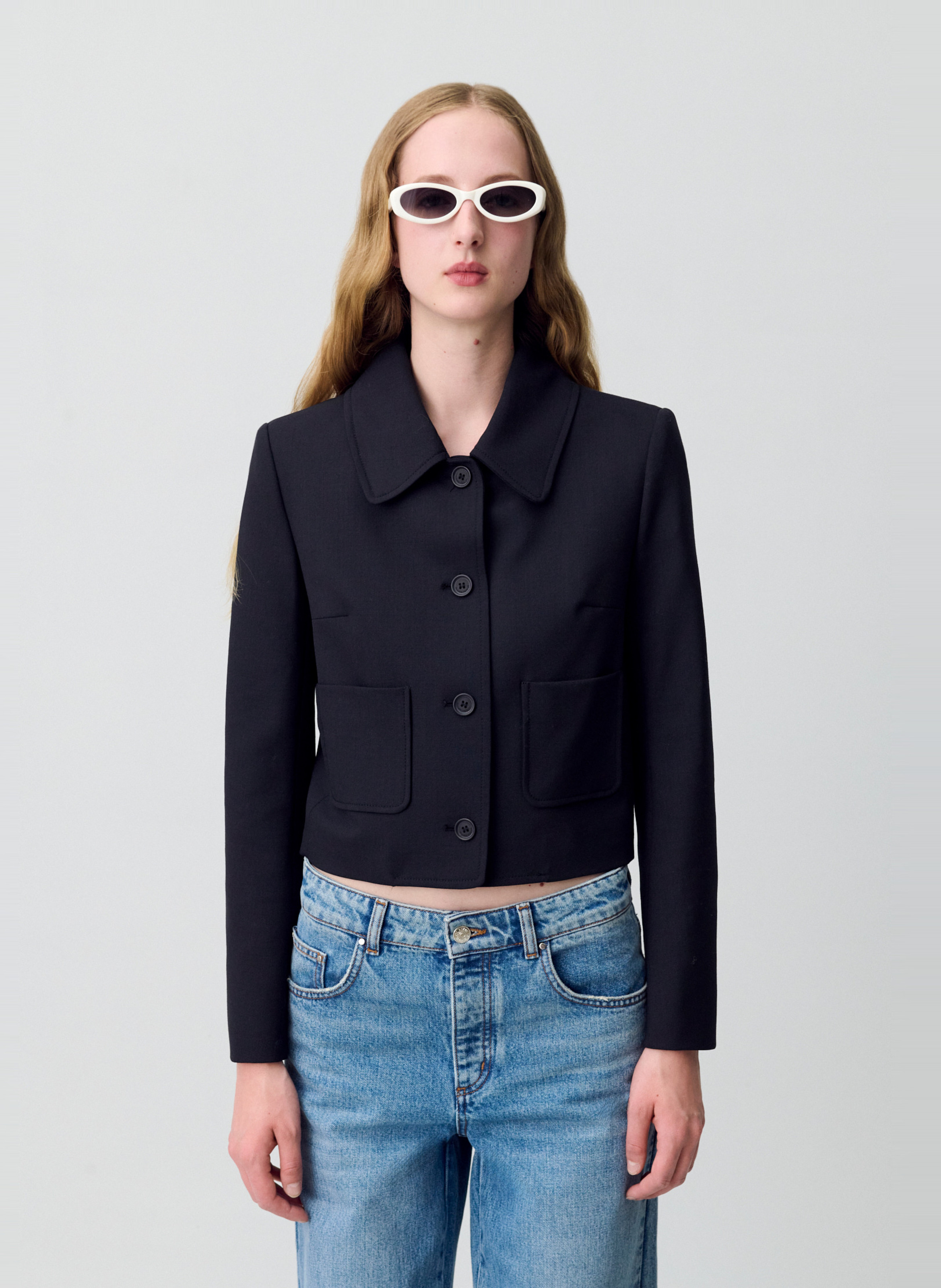 Veste col classique en laine mélangée CLAUDIE PIERLOT Noir