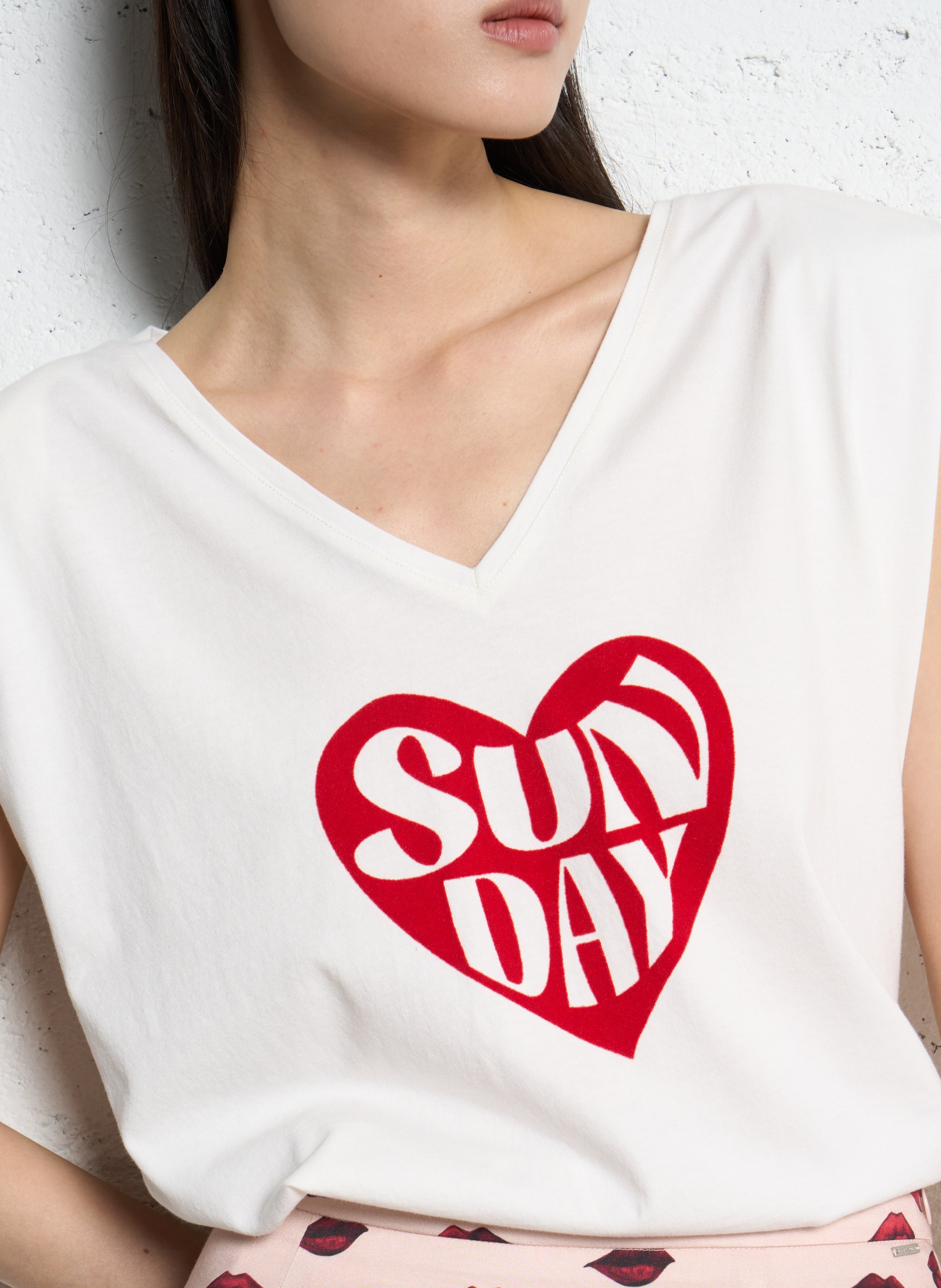 Tee-shirt col v en coton IKKS Blanc