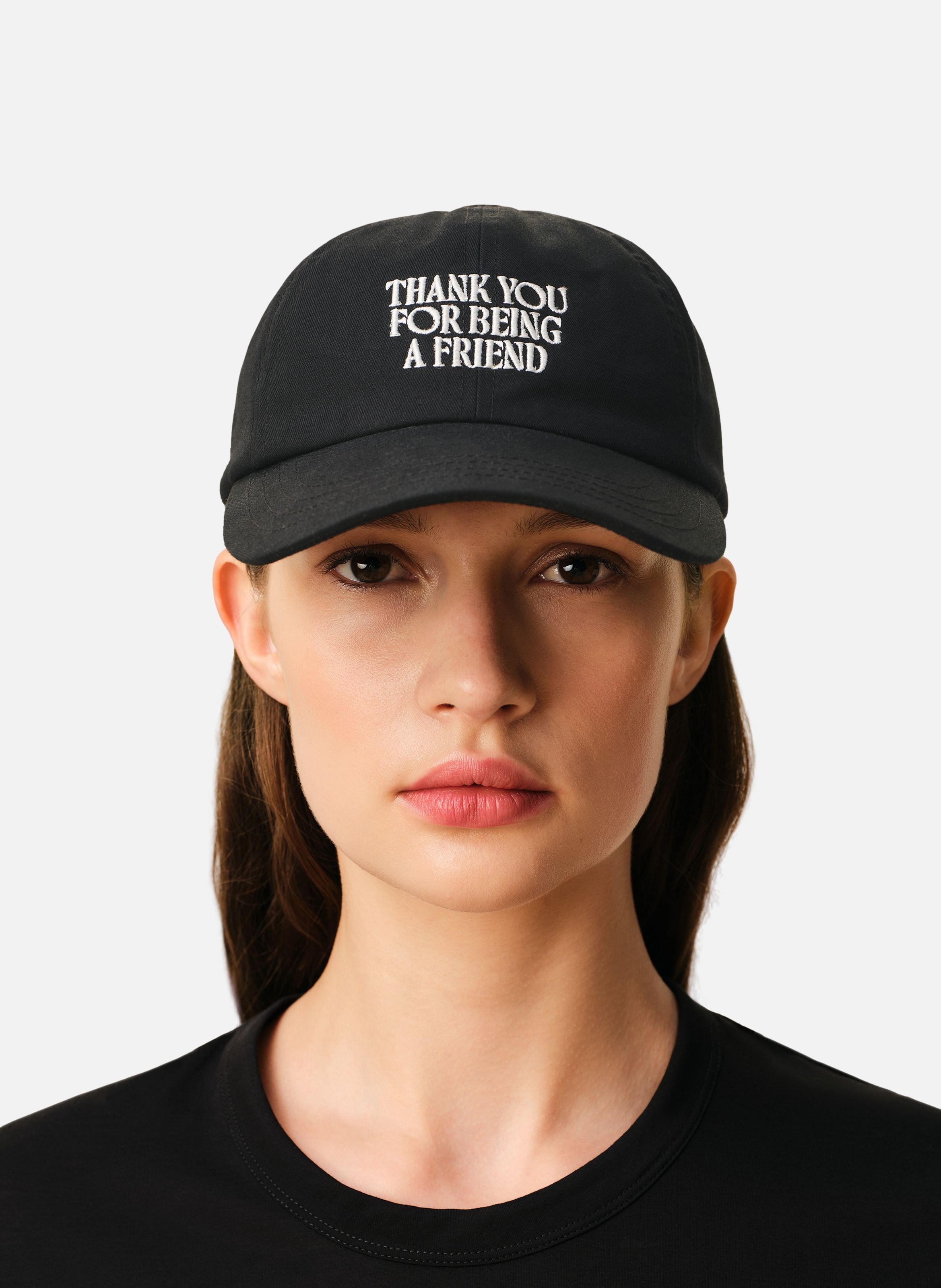 Casquette broderie thank you for being a friend unisexe en coton AMI PARIS Noir