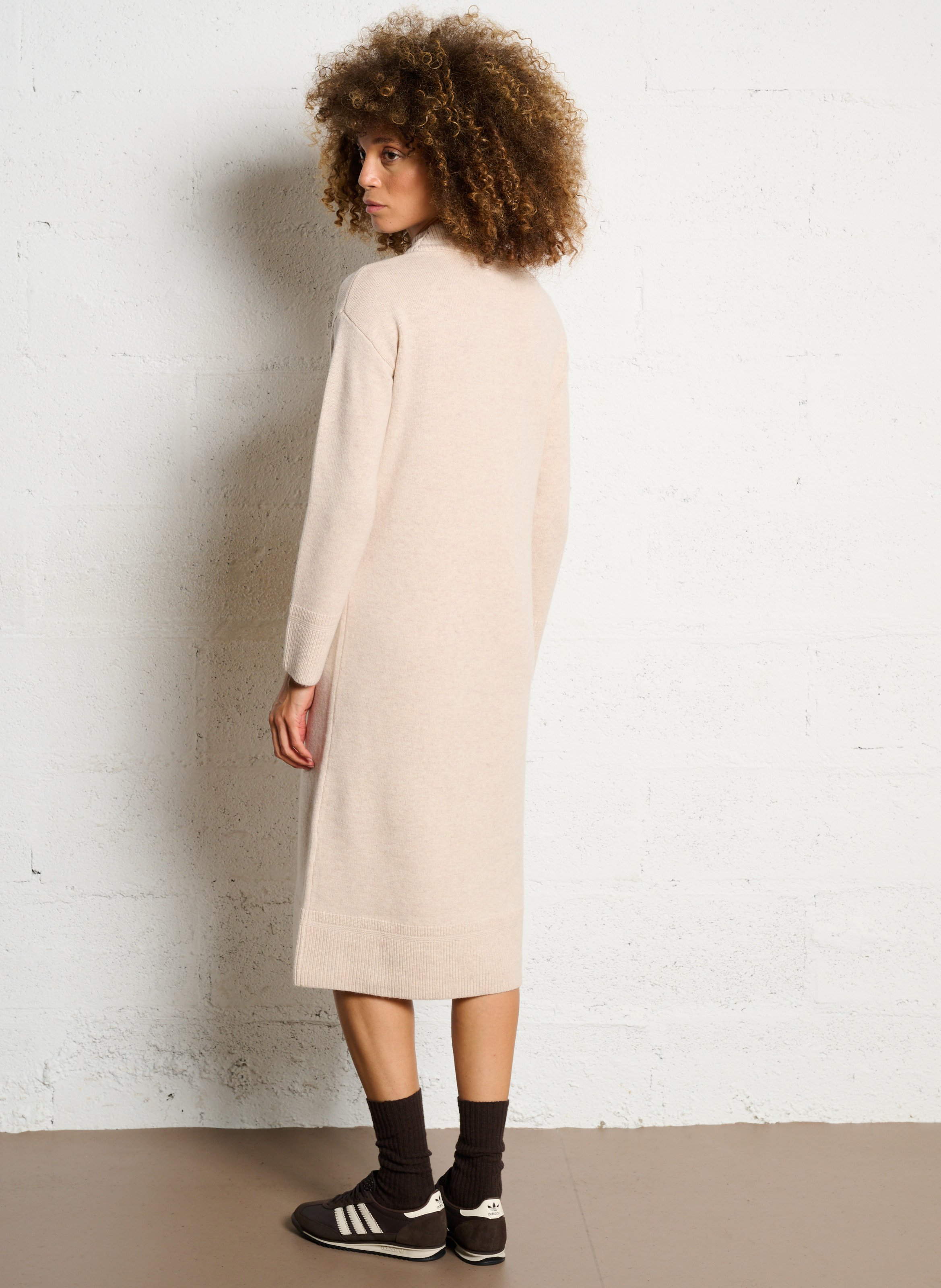 Robe pull droite col montant en laine roxana MAISON 123 Blanc