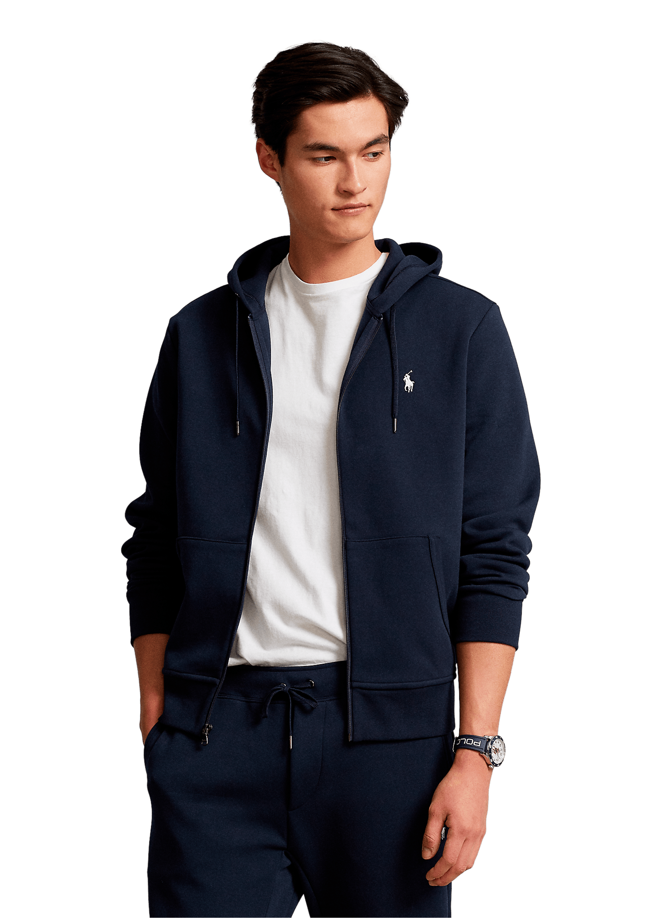 POLO RALPH LAUREN Cotton-blend zip-up hoodie Blue