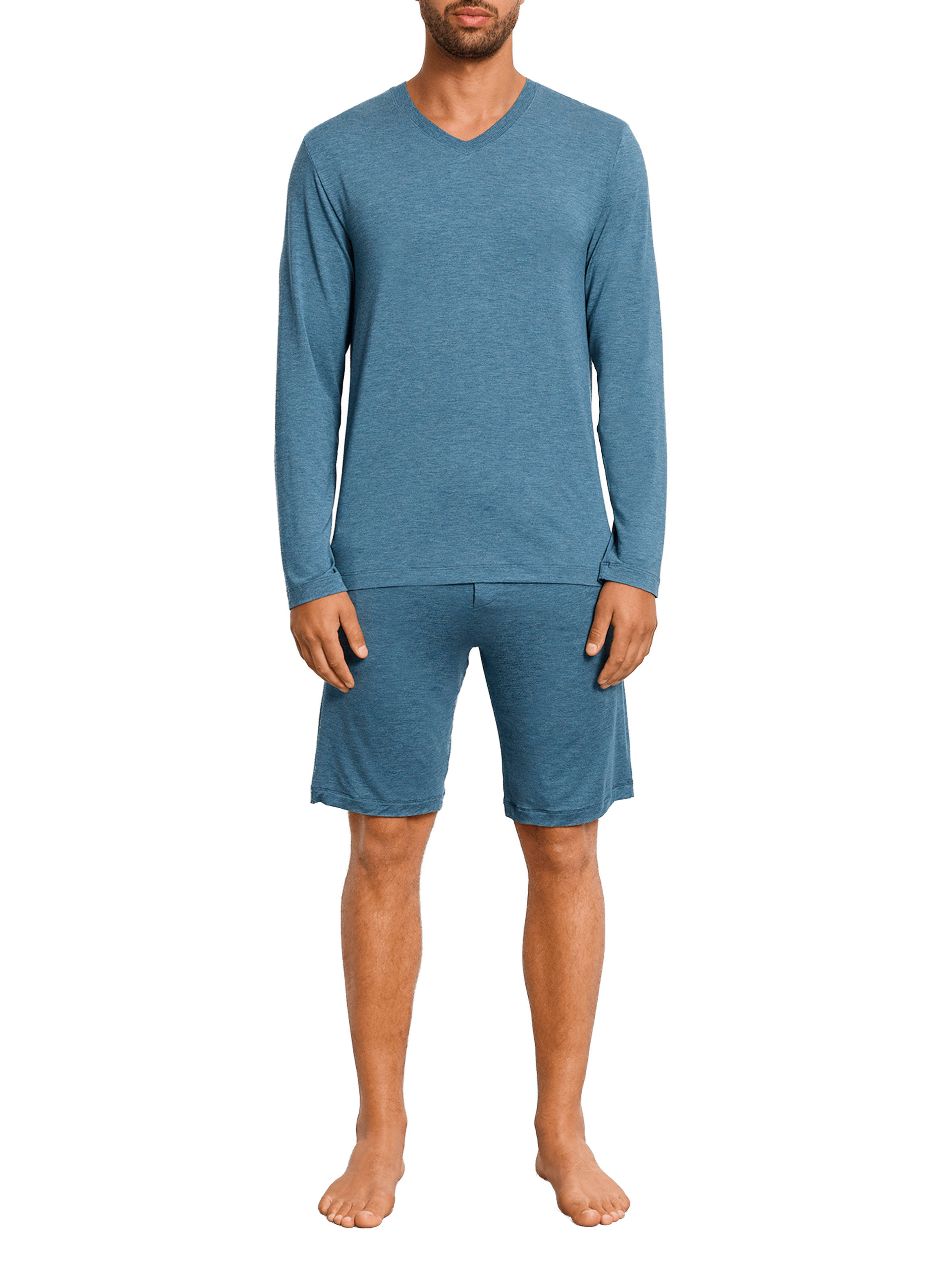 T-shirt col V à manches longues HANRO Bleu