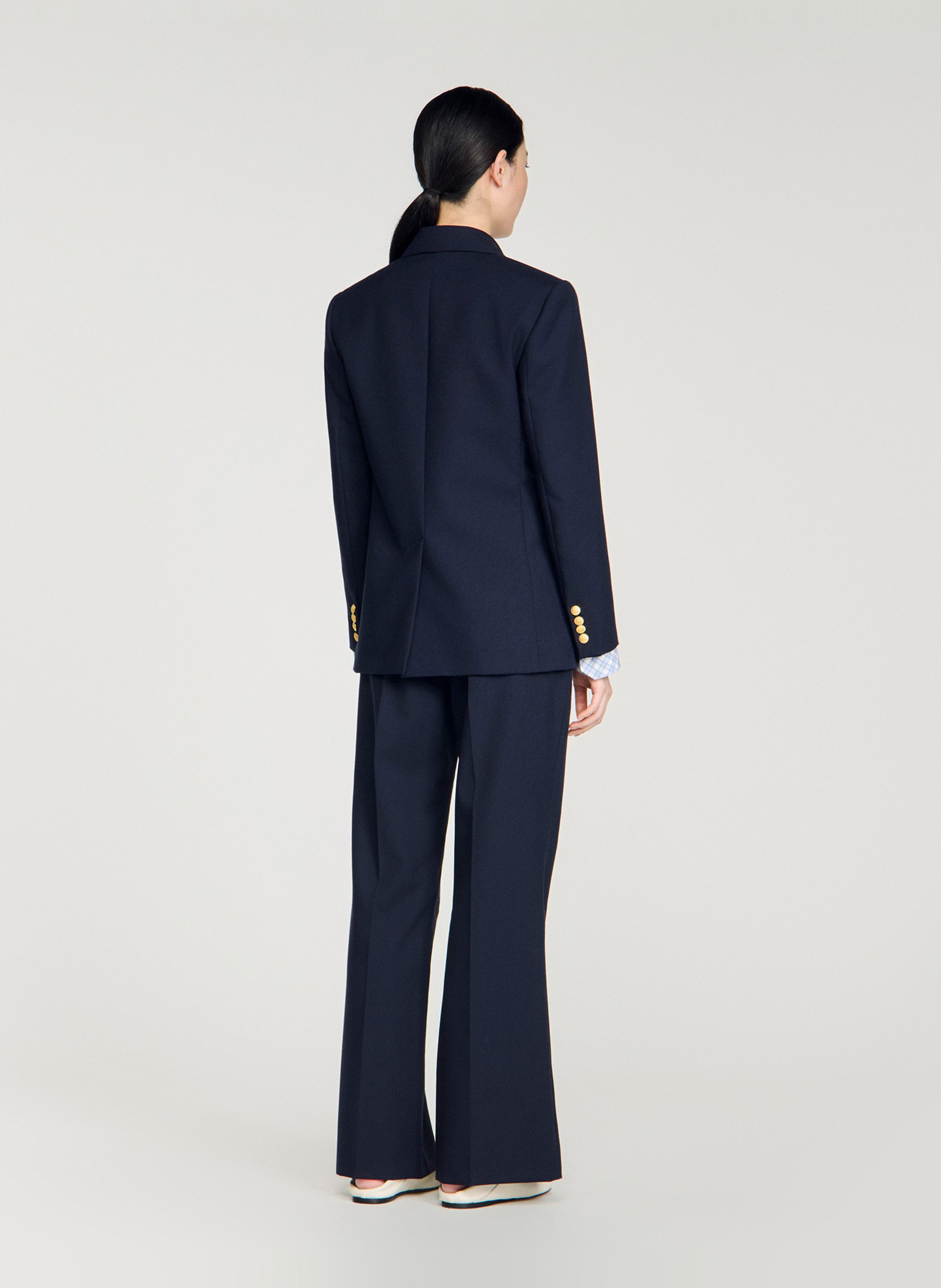 Veste tailleur boutonnée en laine mélangée SANDRO Bleu