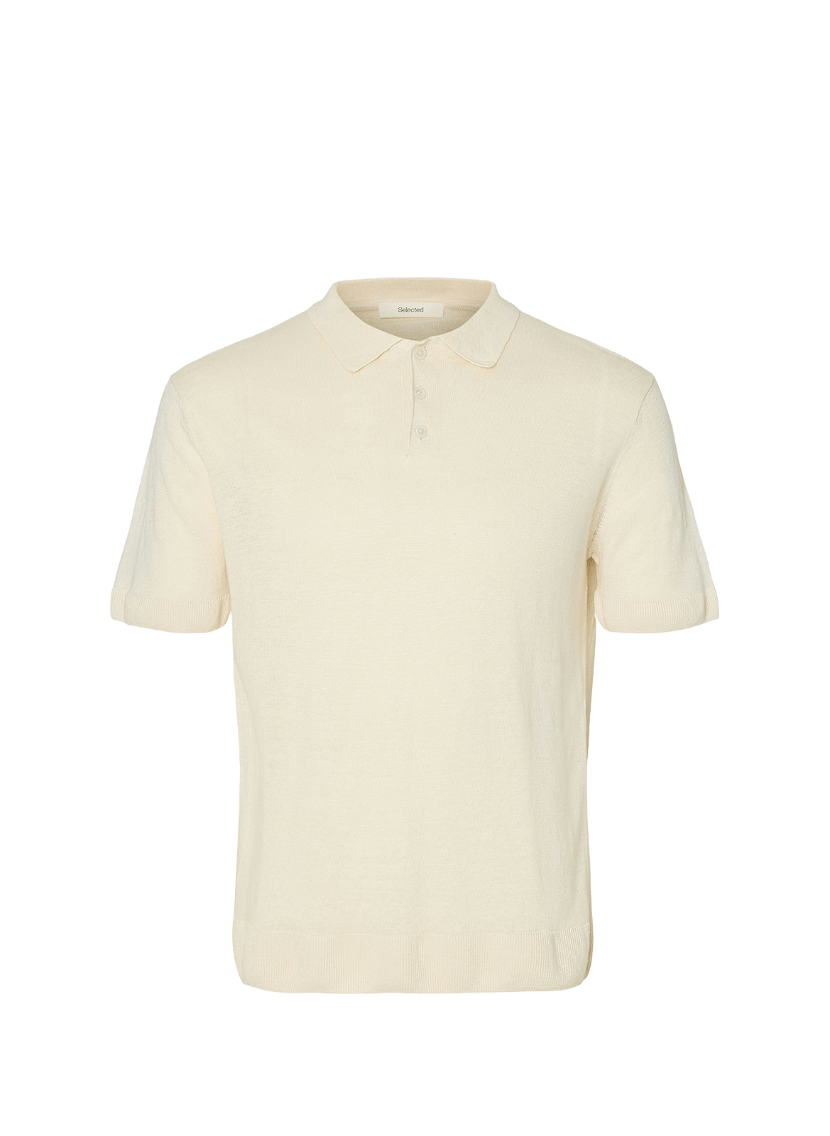 Short-sleeved linen polo SELECTED Beige