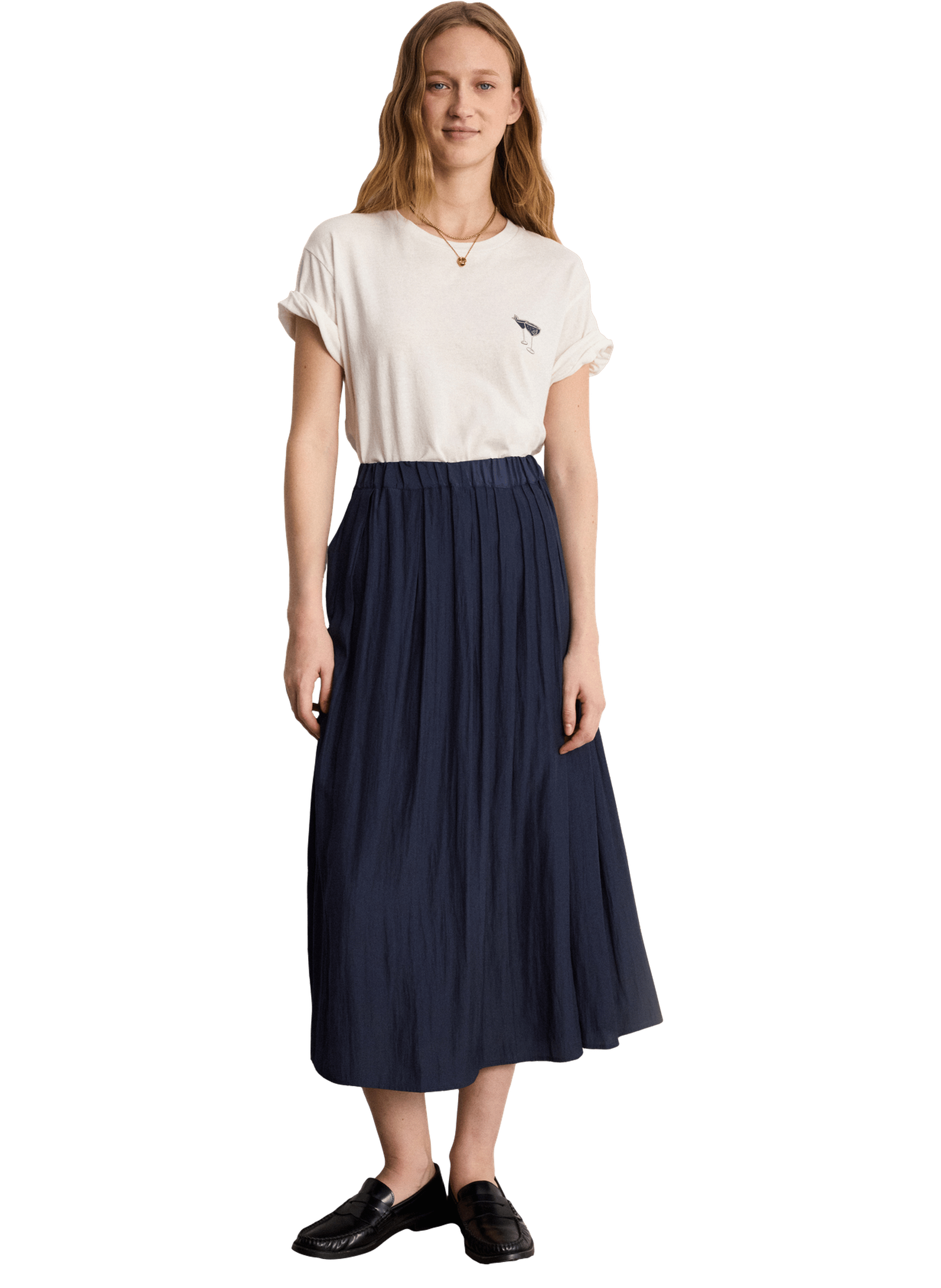 Jupe midi satinée plissée - naia PABLO Bleu