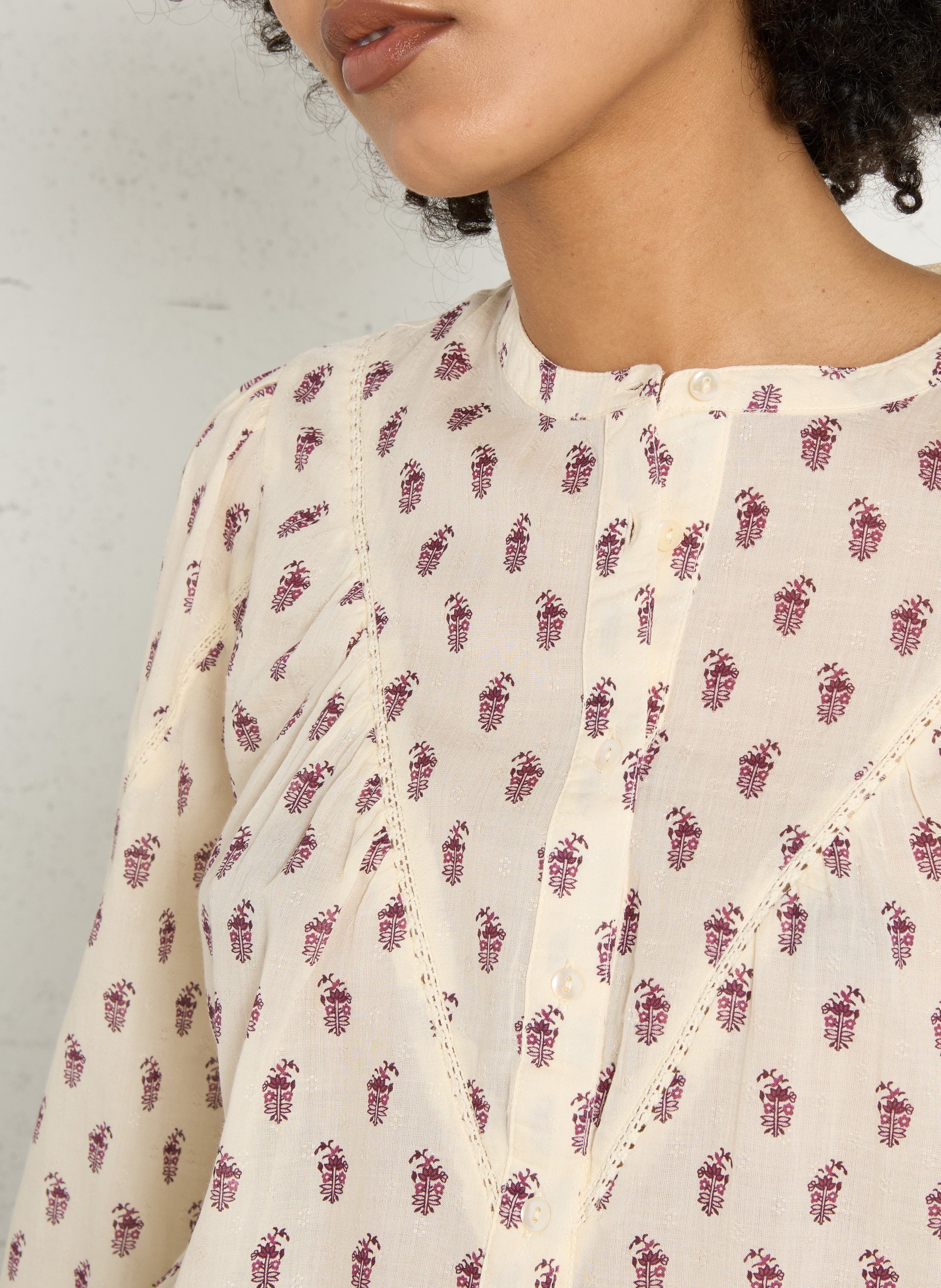 Chemisier droit col rond imprimé dia MAISON 123 Blanc