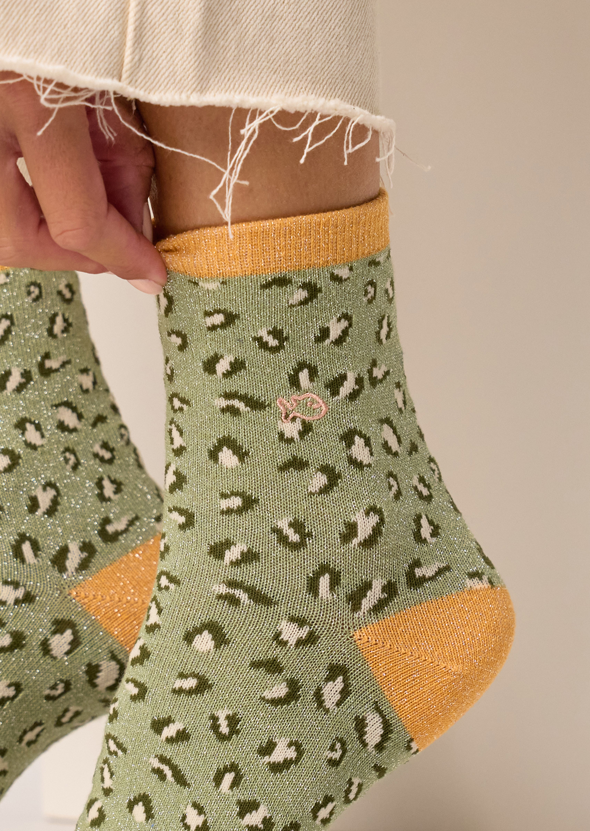 Chaussettes en coton peigné léopard BILLYBELT Vert