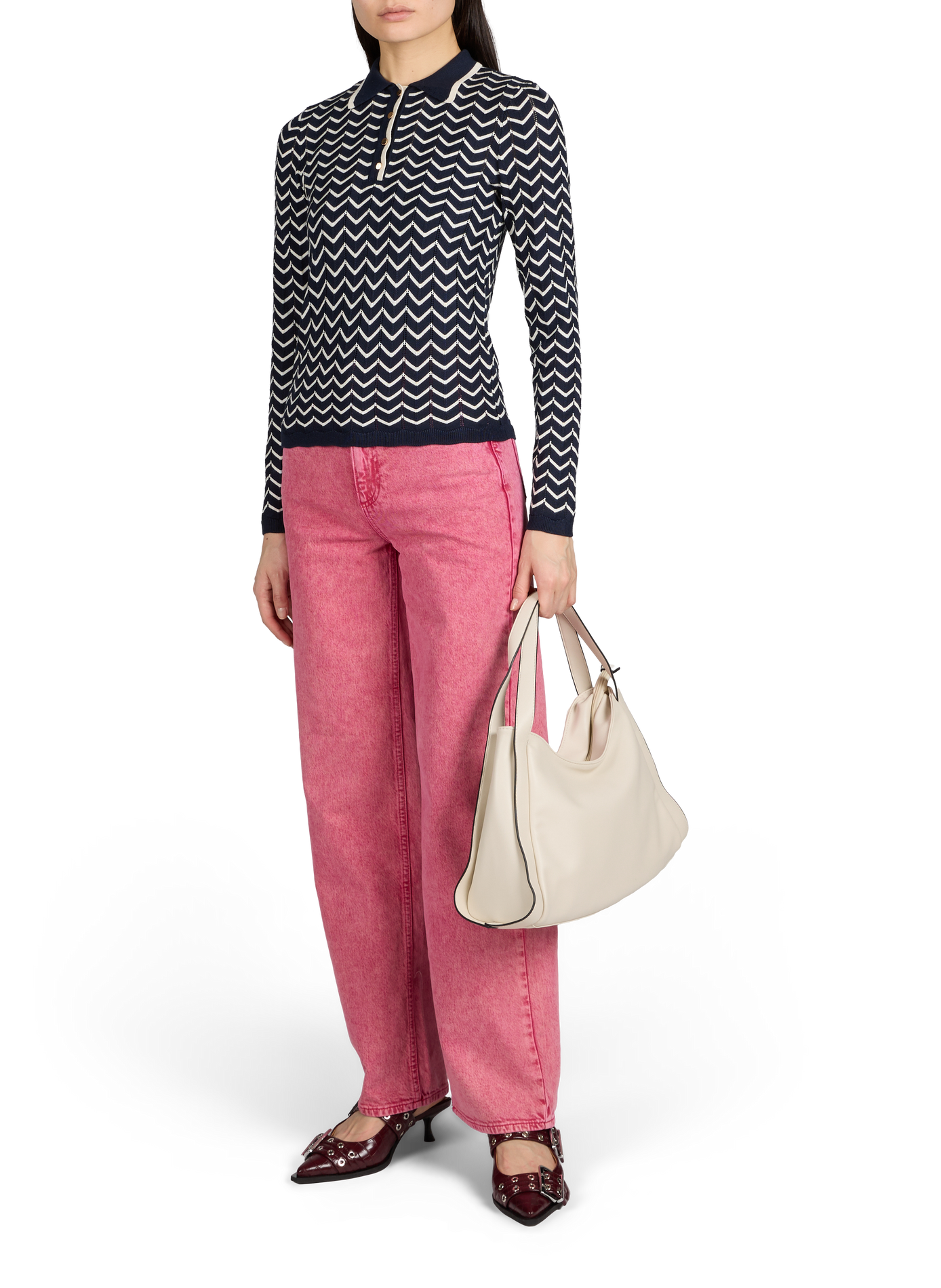 Pull col polo à rayures Viellora VILA Bleu