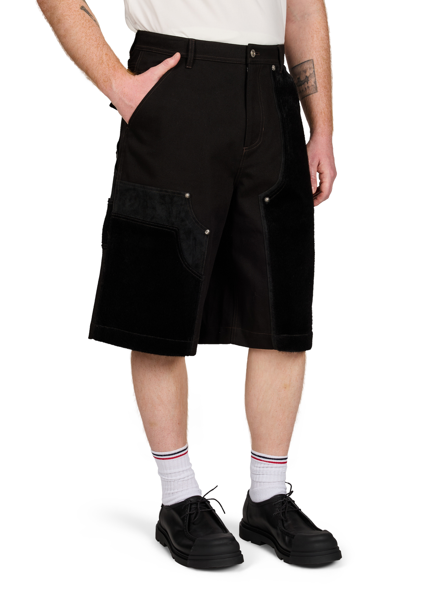 Short Patchwork effet fourrure en coton ANDERSSON BELL Noir