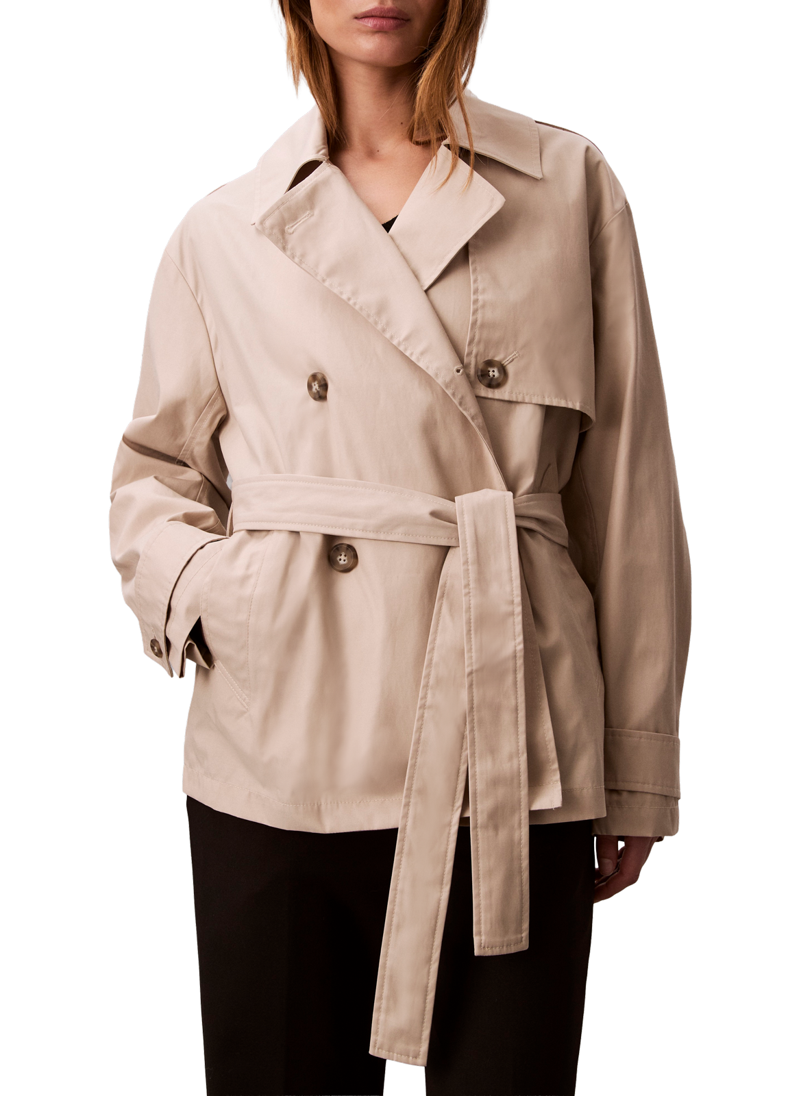 Halflange trenchcoat van katoenmix CALVIN KLEIN Beige
