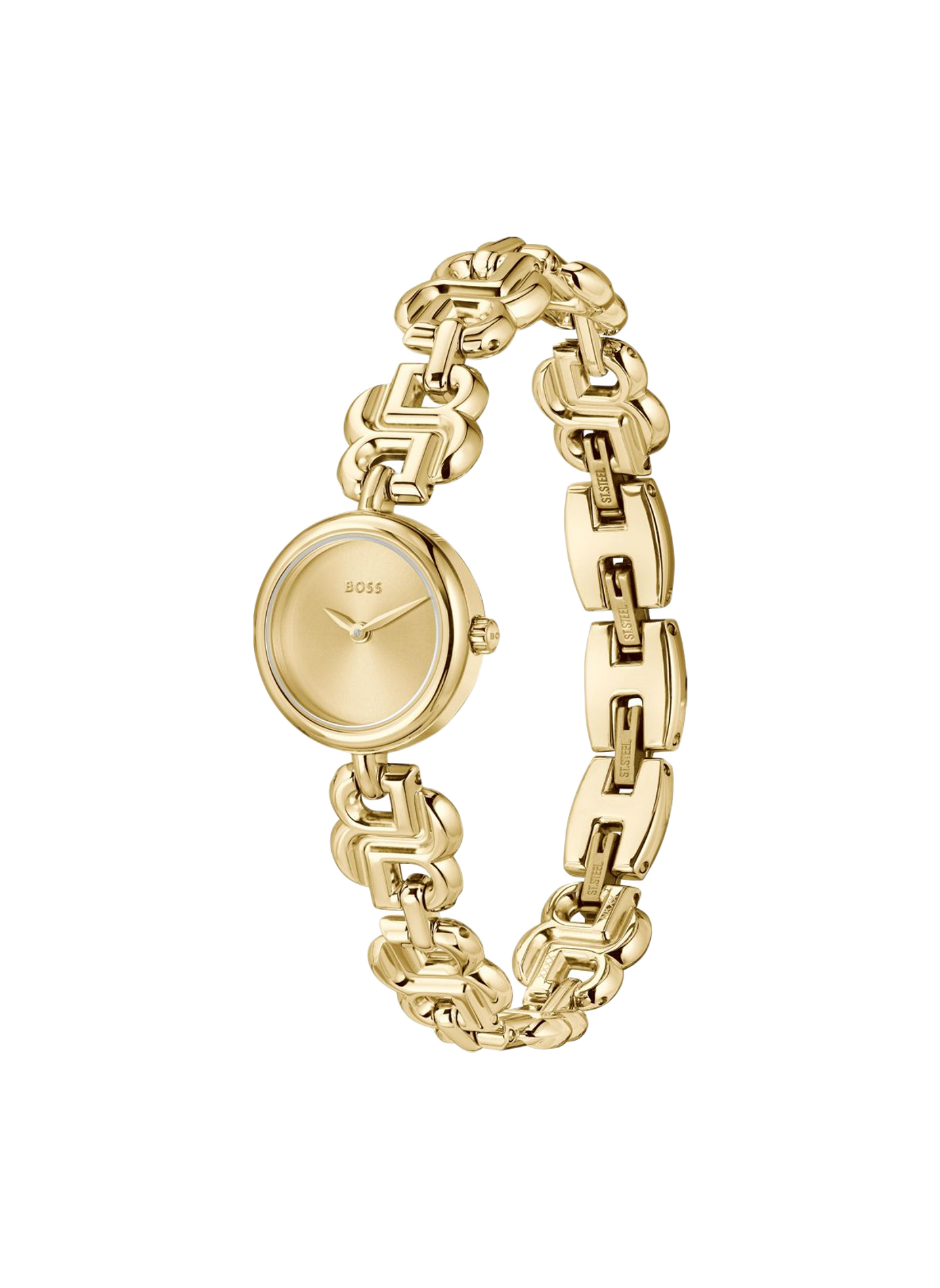 Montre quartz Double B Dressy en acier inoxydable BOSS MONTRES Doré