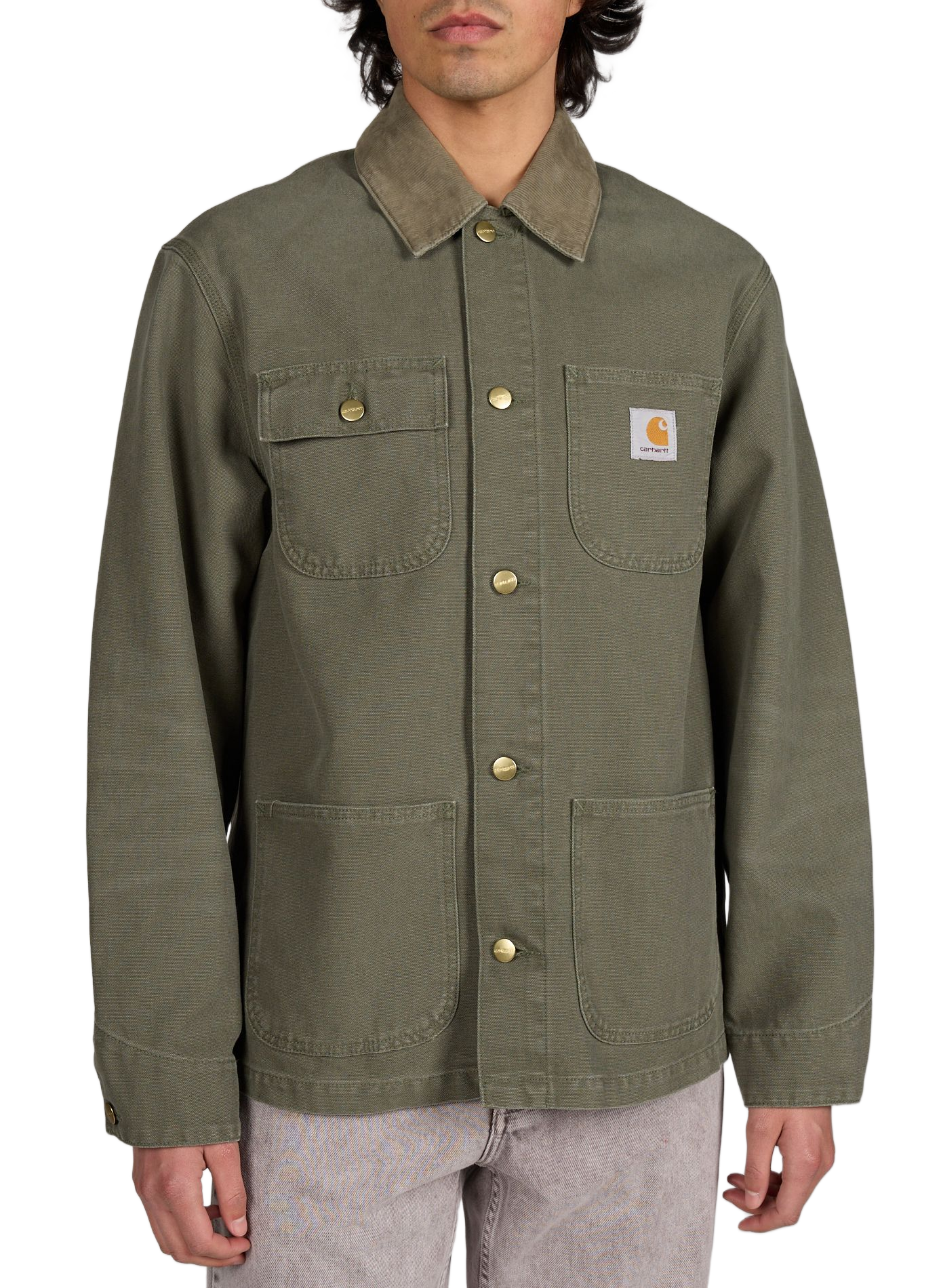 Veste col velours côtelé en coton CARHARTT WIP Vert