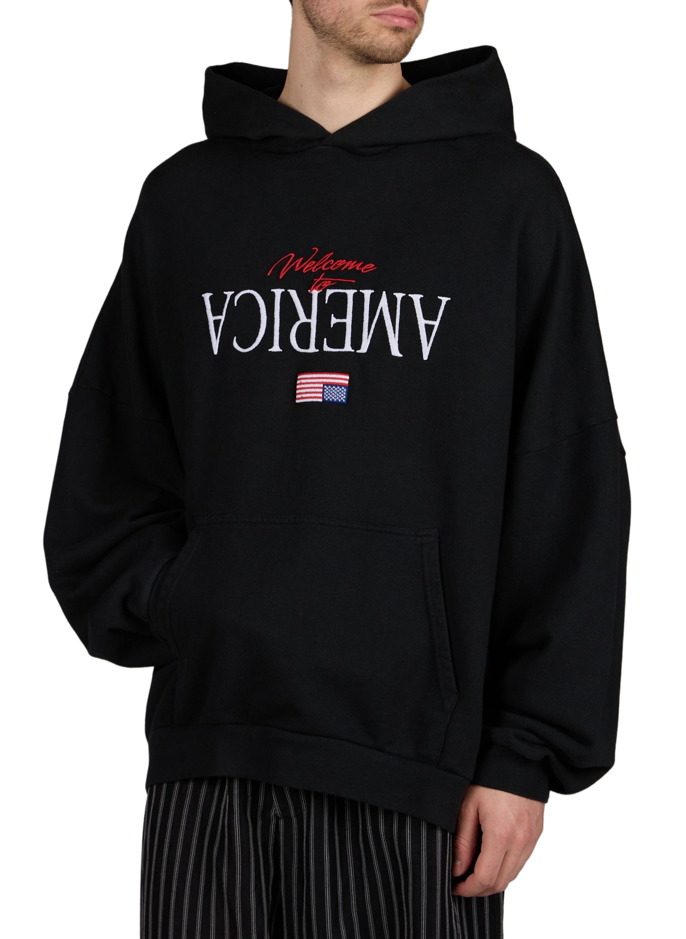 Cotton sweatshirt Welcome to America - Hooligan WILLY CHAVARRIA Black