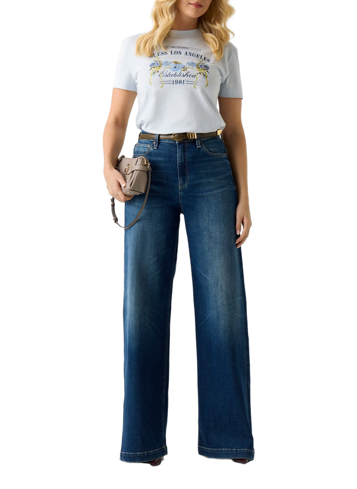 Cotton round-neck T-shirt GUESS Blue