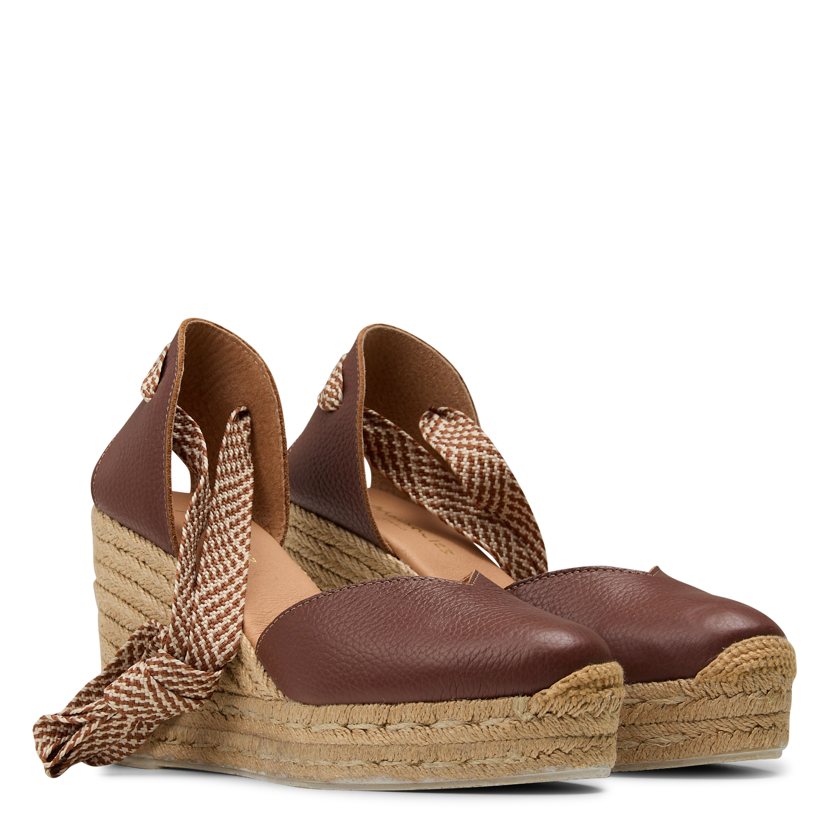 Espadrilles compensées en cuir stan MAISON 123 Marron