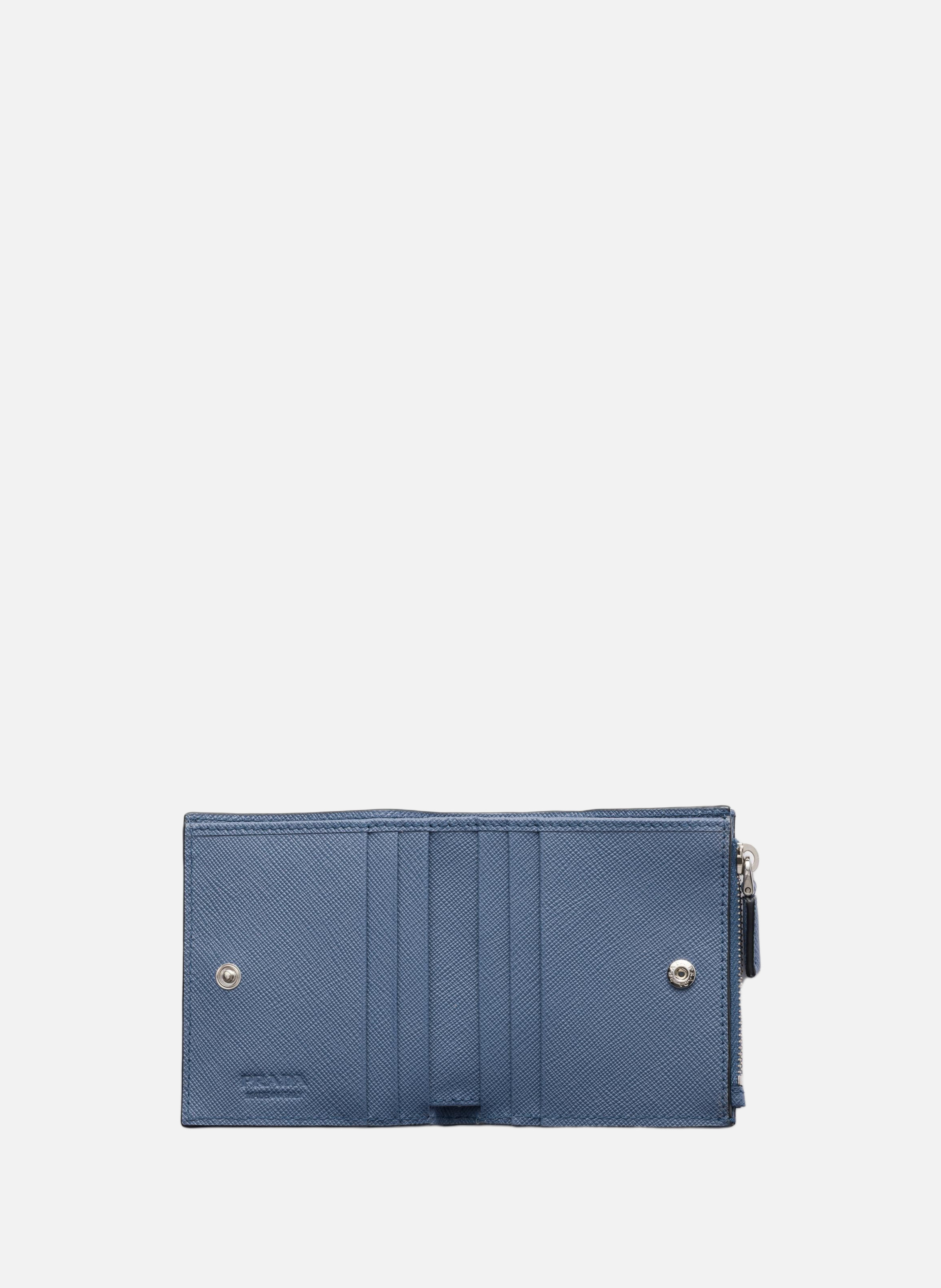 Petit portefeuille en cuir saffiano PRADA Bleu