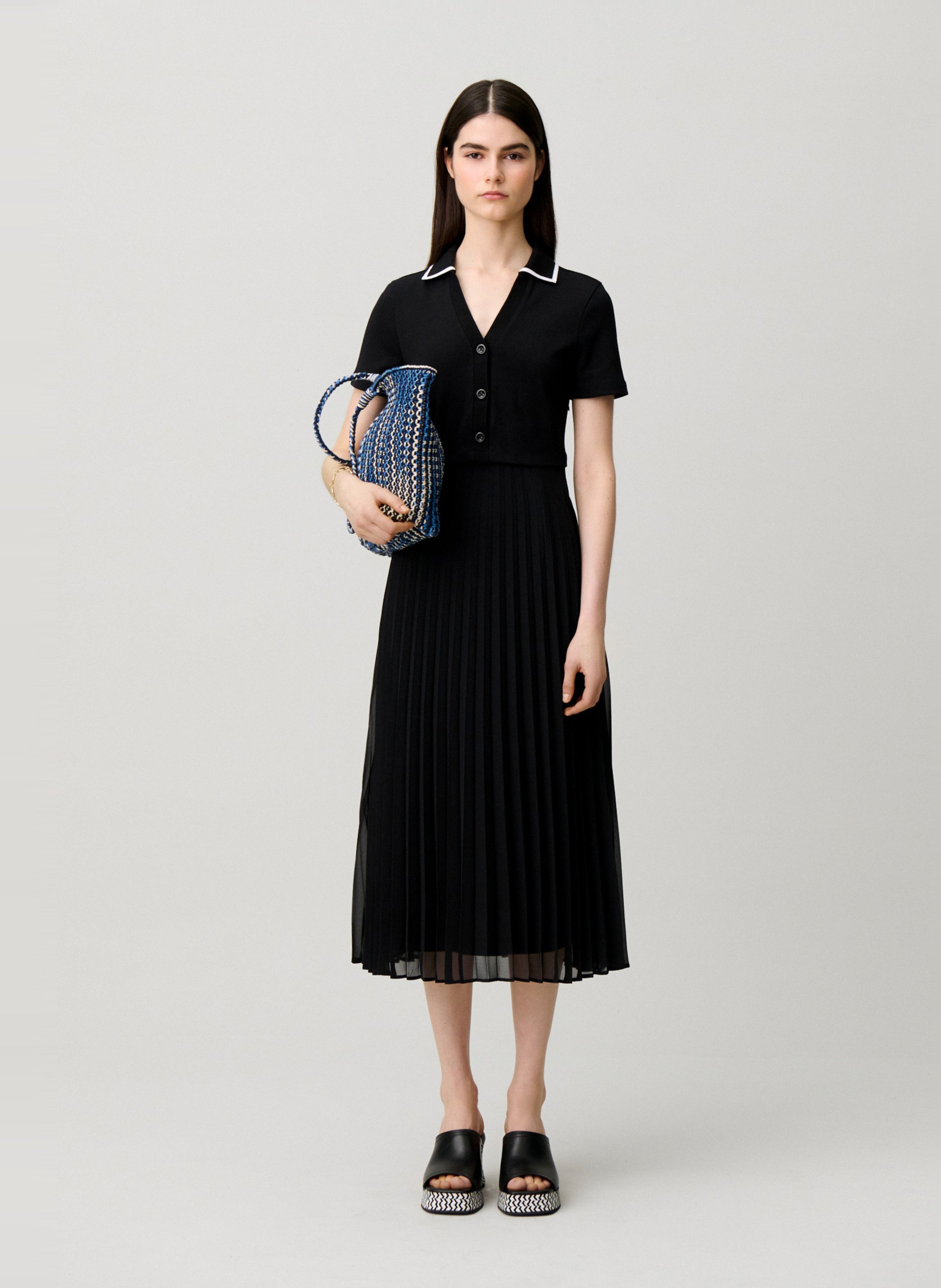 Robe longue col classique en maille CLAUDIE PIERLOT Noir