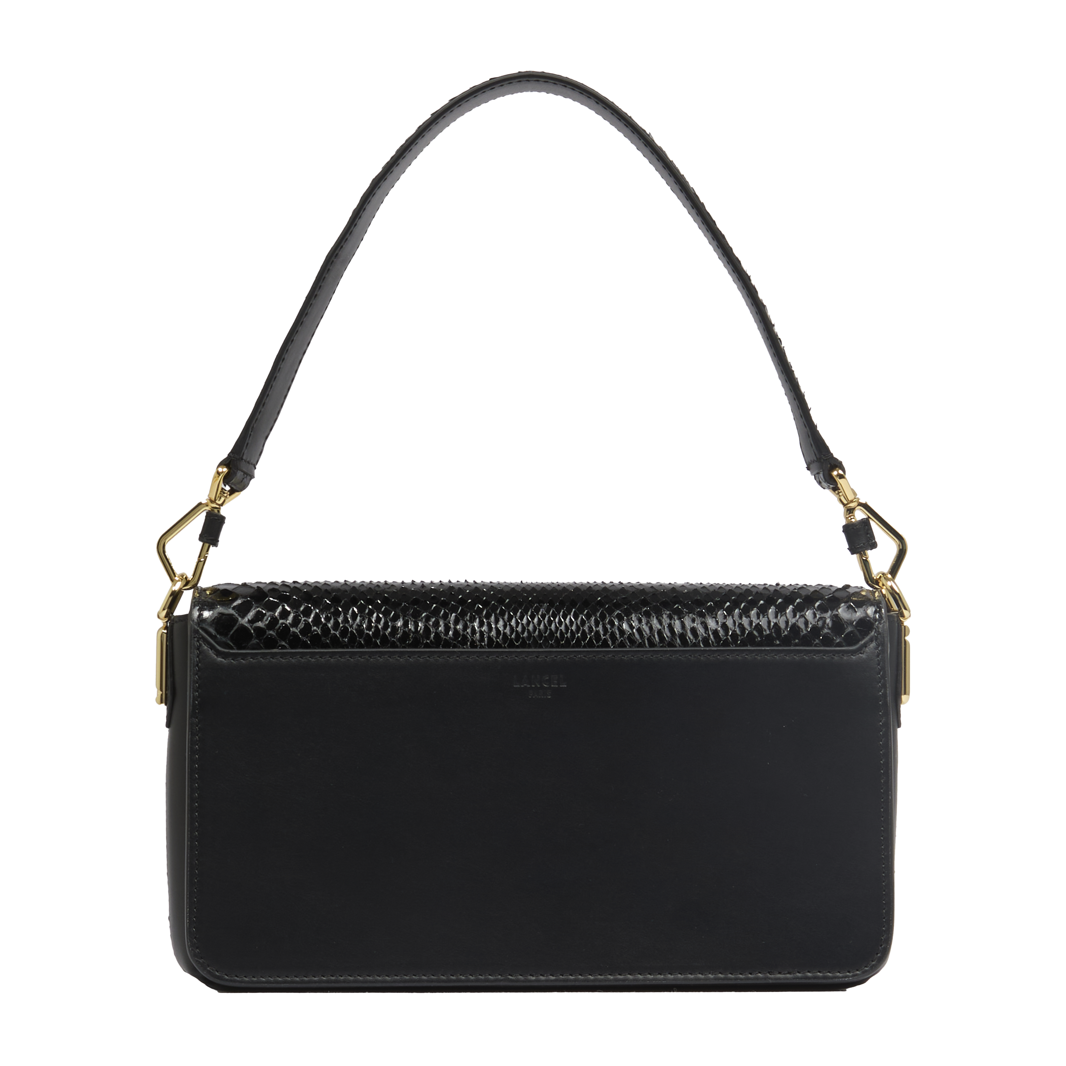 Sac rabat m angèle de lancel noir en python et cuir de vachette LANCEL Noir