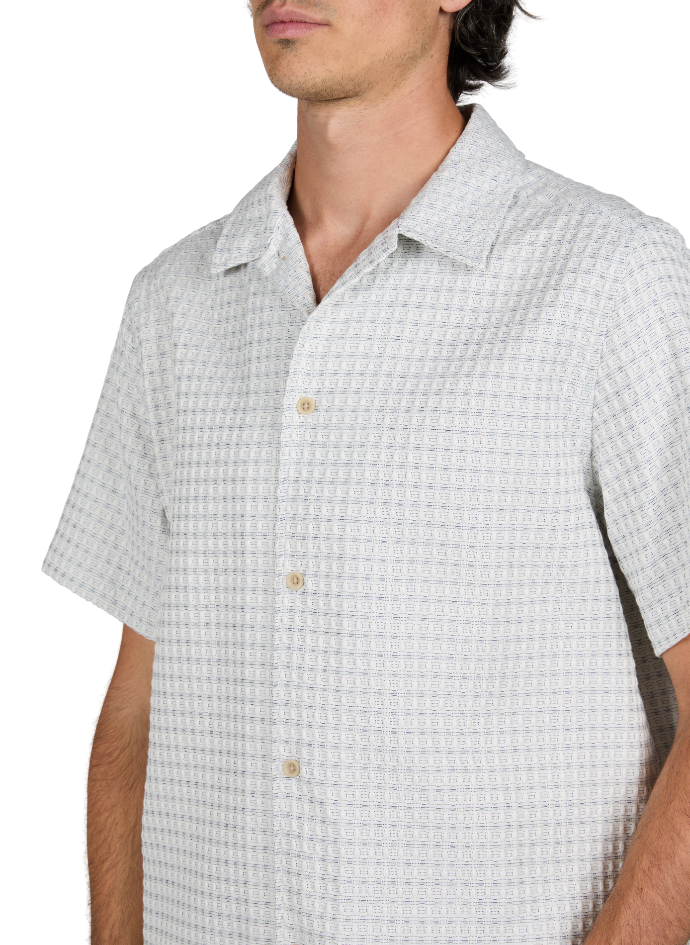 Straight jacquard cotton shirt LES DEUX White