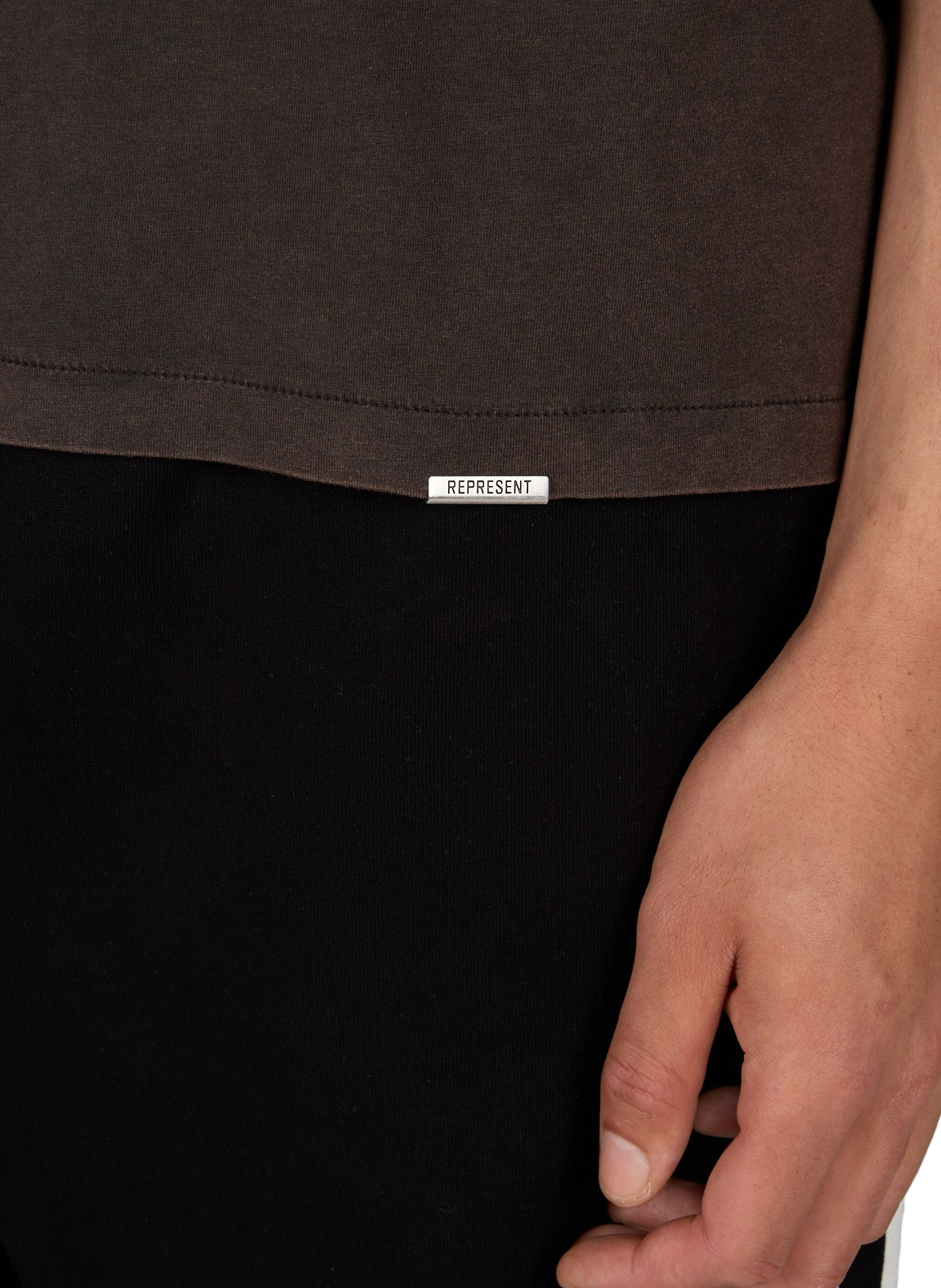 Solid color straight cotton t-shirt REPRESENT Brown