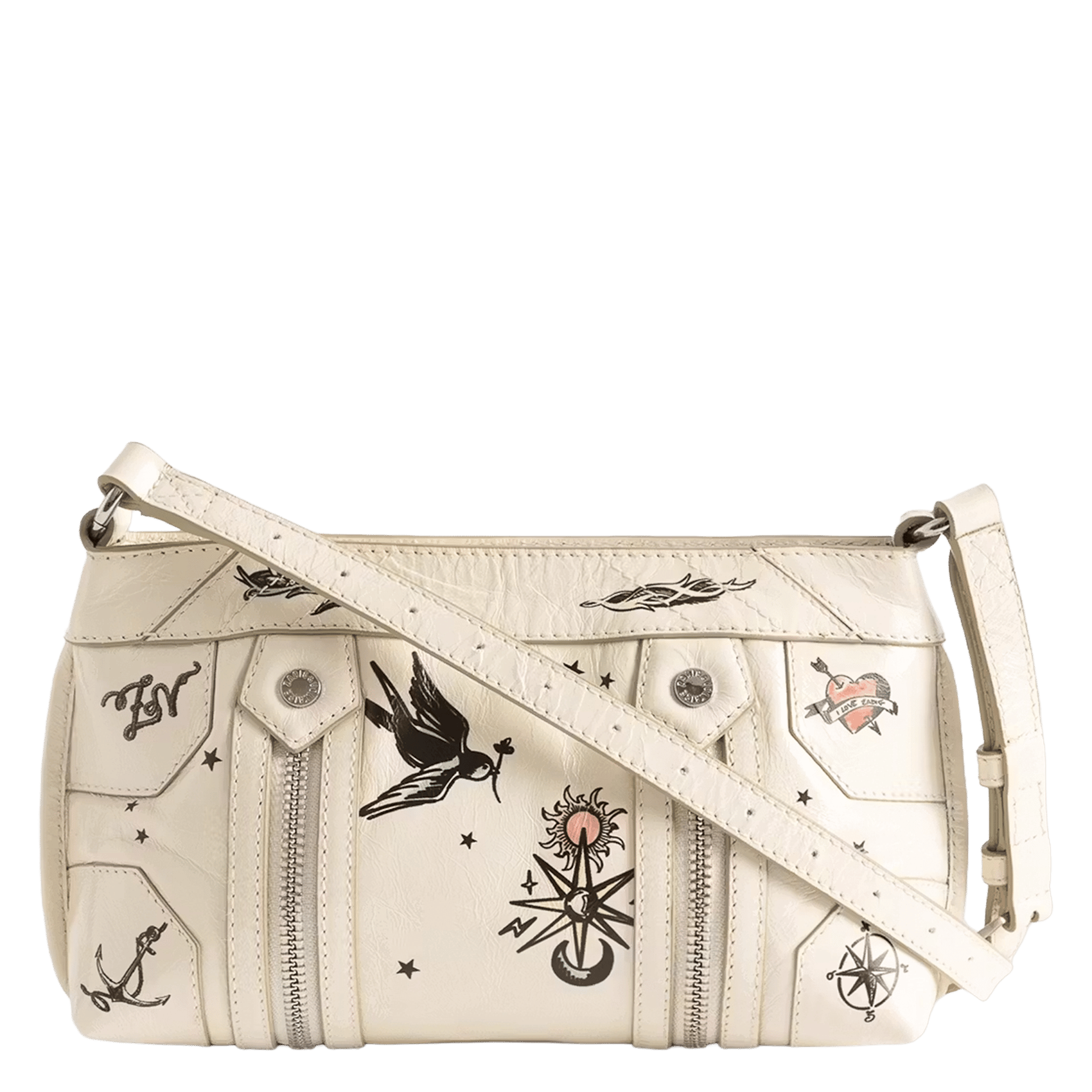 Sac bandoulière en cuir imprimé sunny mood ZADIG&VOLTAIRE Blanc