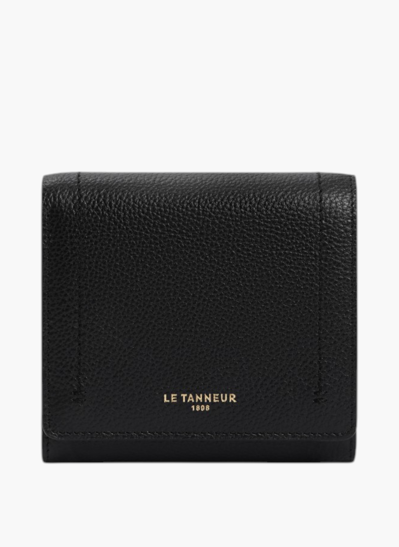 Petit portefeuille à rabat louison en cuir grainé LE TANNEUR Noir
