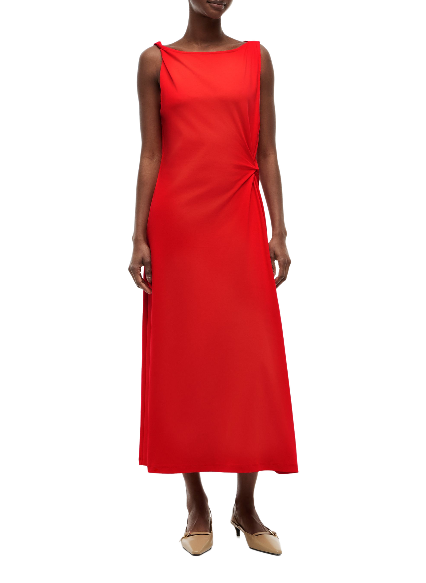 Cotton midi dress TOMMY HILFIGER Red