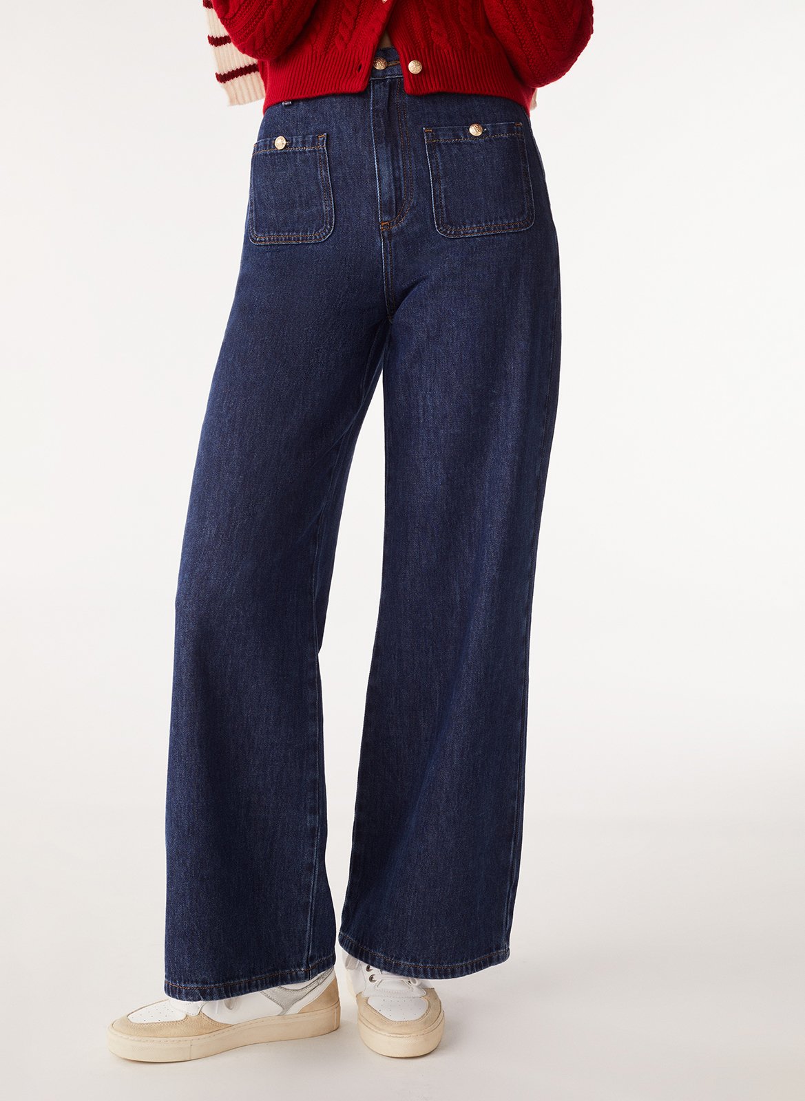 Jean évasé taille haute en coton buty BA&SH Bleu
