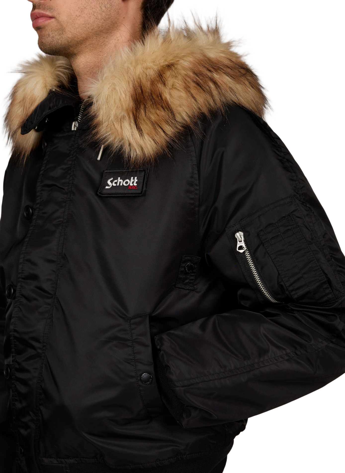 Plain hooded jacket SCHOTT Black
